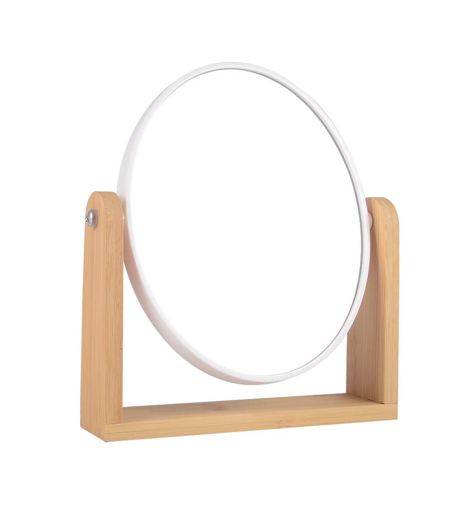 LOTIKO Double Sided Makeup Mirror with Bamboo Stand - 1X/3X Magnification, 360 Swivel, Oval Vanity Mirror for Beauty Gifts - Buy Online on GoSupps.com