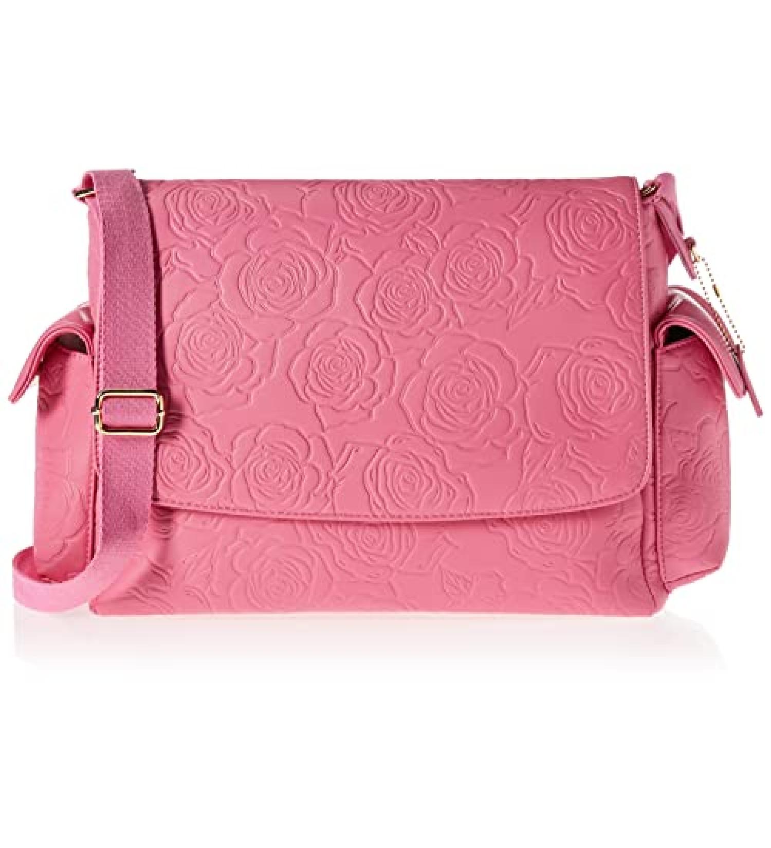 Leather Crossbody Baby Diaper Bag | Multifunctional Baby Bags for Moms & Dads | Bubble Gum Pink - Rose - Buy Online on GoSupps.com
