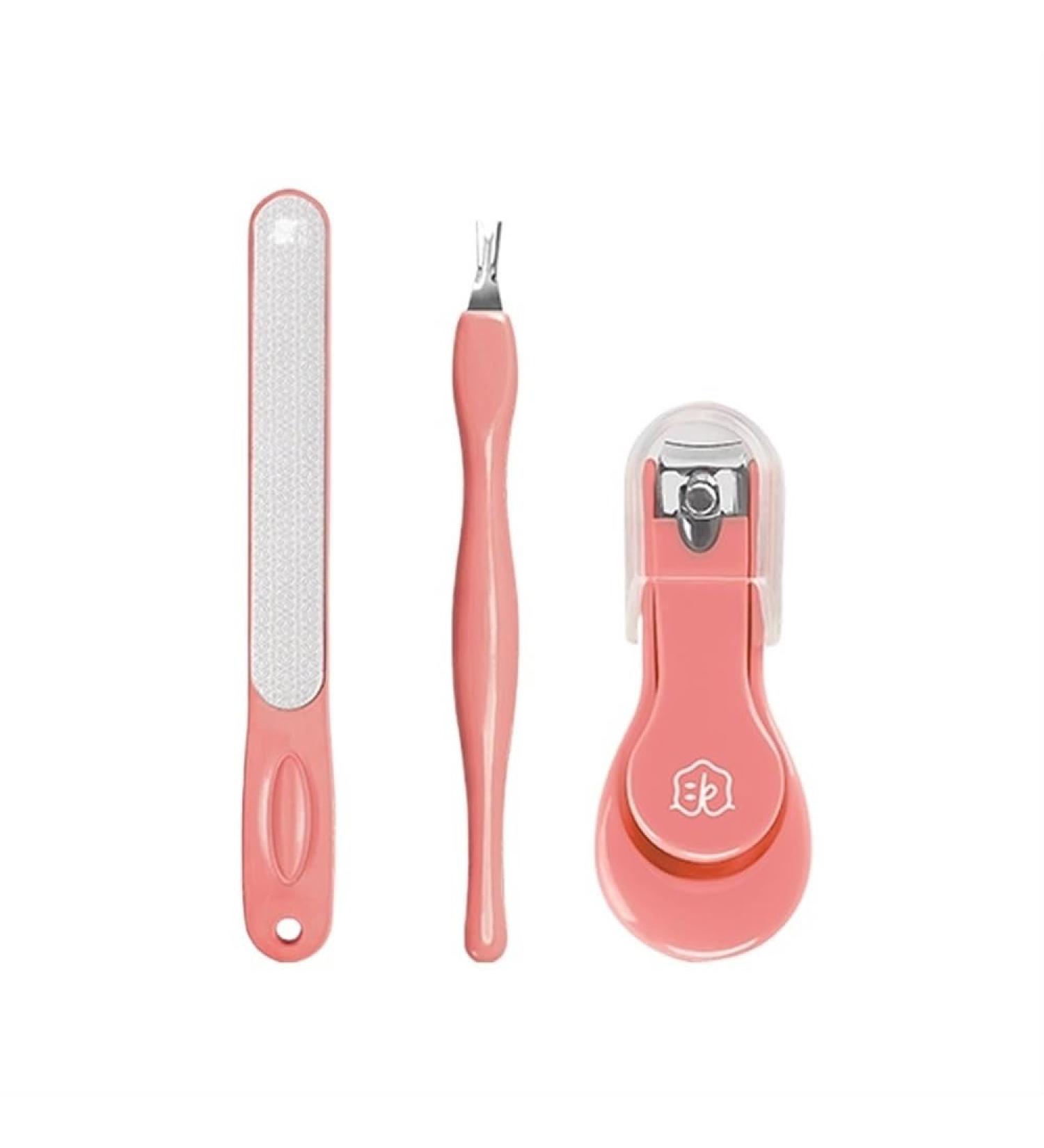 Manicure Combination 3-Piece Nail Clippers Nail Clippers Dead Skin Pick Nail File Nail Suit Pink - Buy Online on GoSupps.com