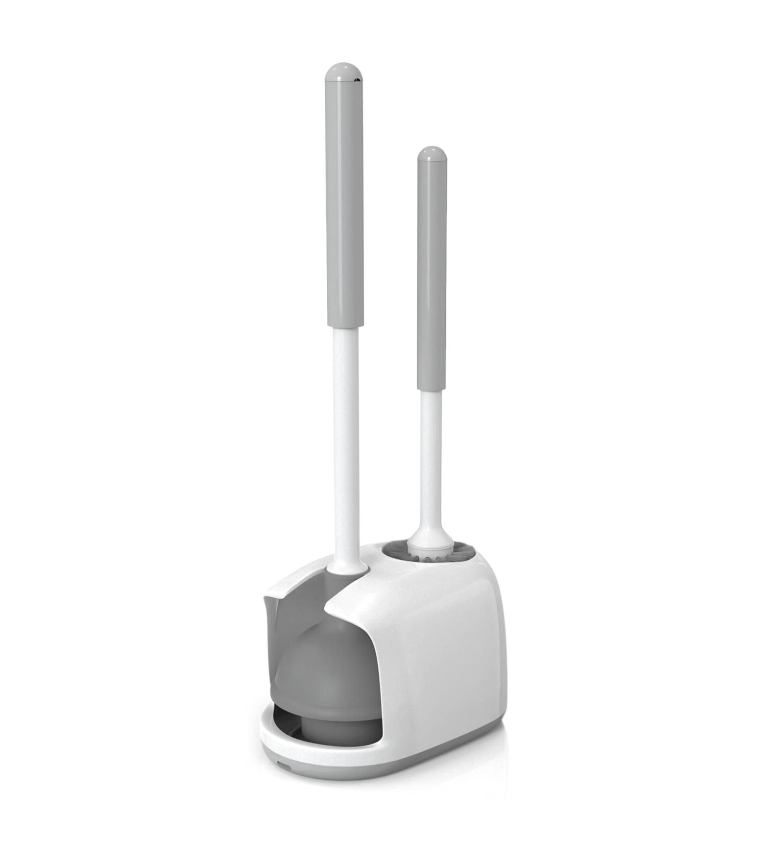 MIBIO Toilet Plunger and Brush Combo Set with Holder - Heavy Duty 2-in-1 Bathroom Cleaning Tool - Powerful Pump & Water Storage Design - White (1 Set) - Buy Online on GoSupps.com