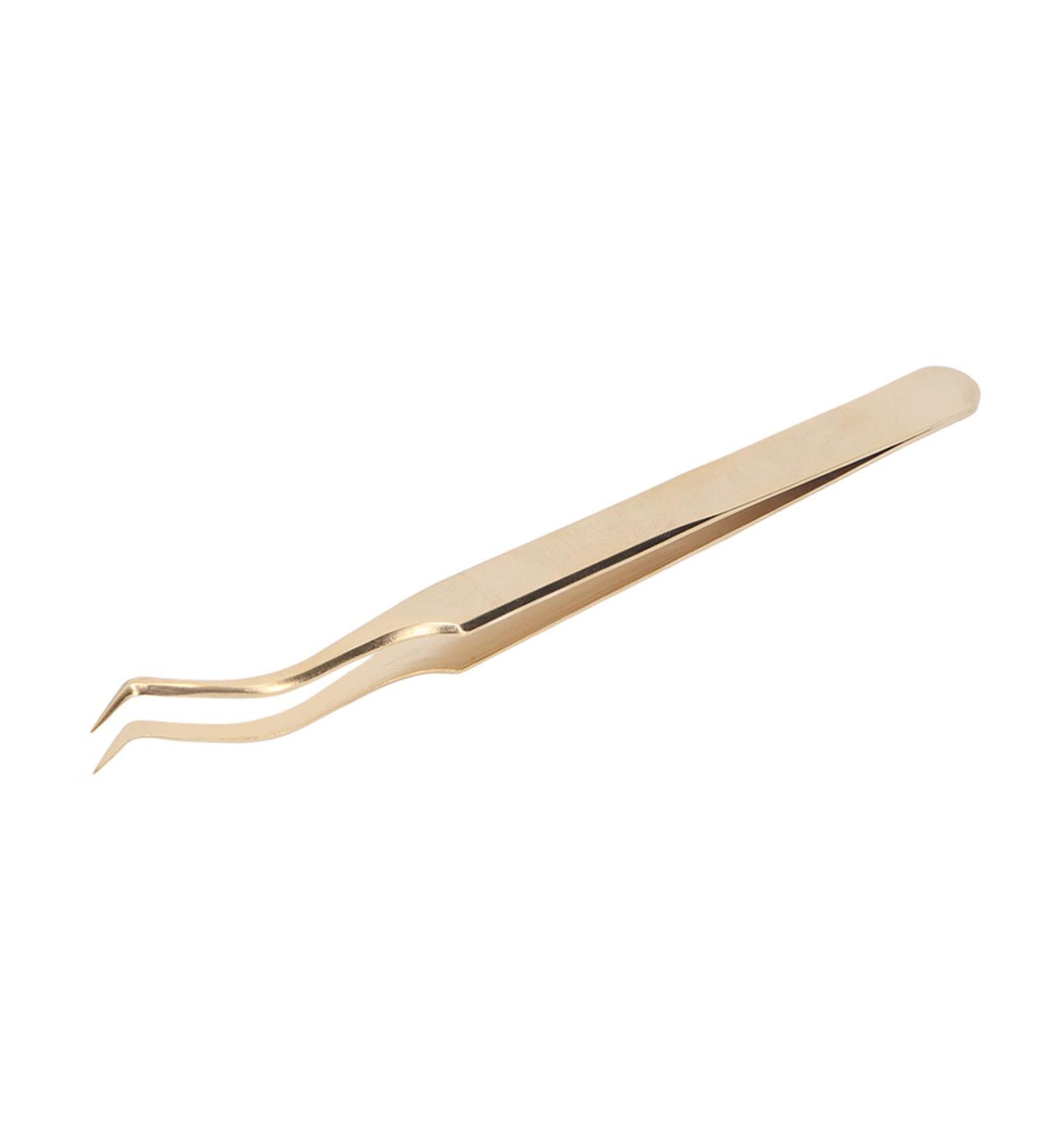 Professional Stainless Steel Eyelash Extension Tweezers - Durable & Precision Beauty Tools - Golden Edition - Buy Online on GoSupps.com