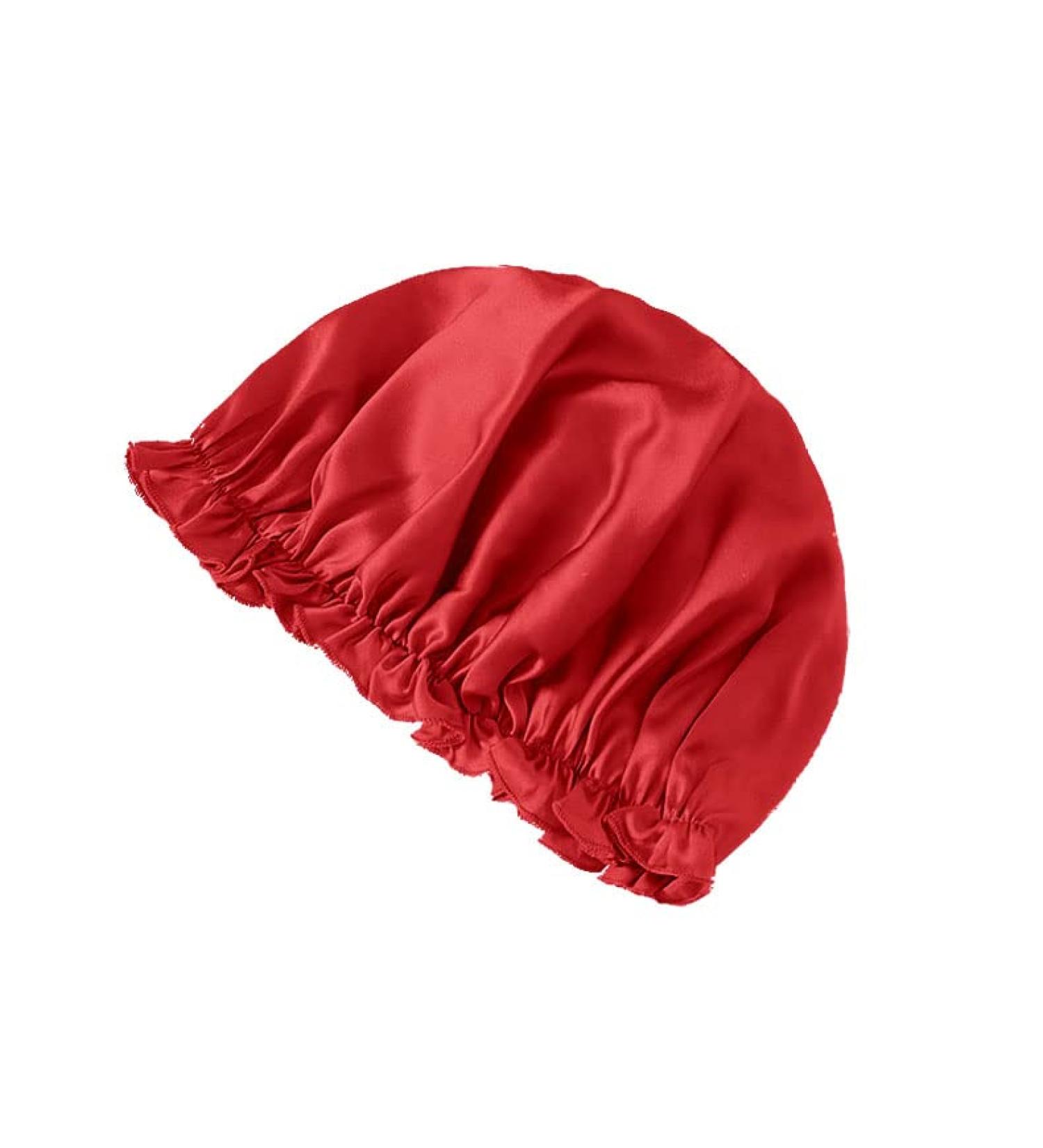 THXSILK 100% Mulberry Silk Sleep Cap for Women - Red - 9.8*9.8 - Buy Online on GoSupps.com