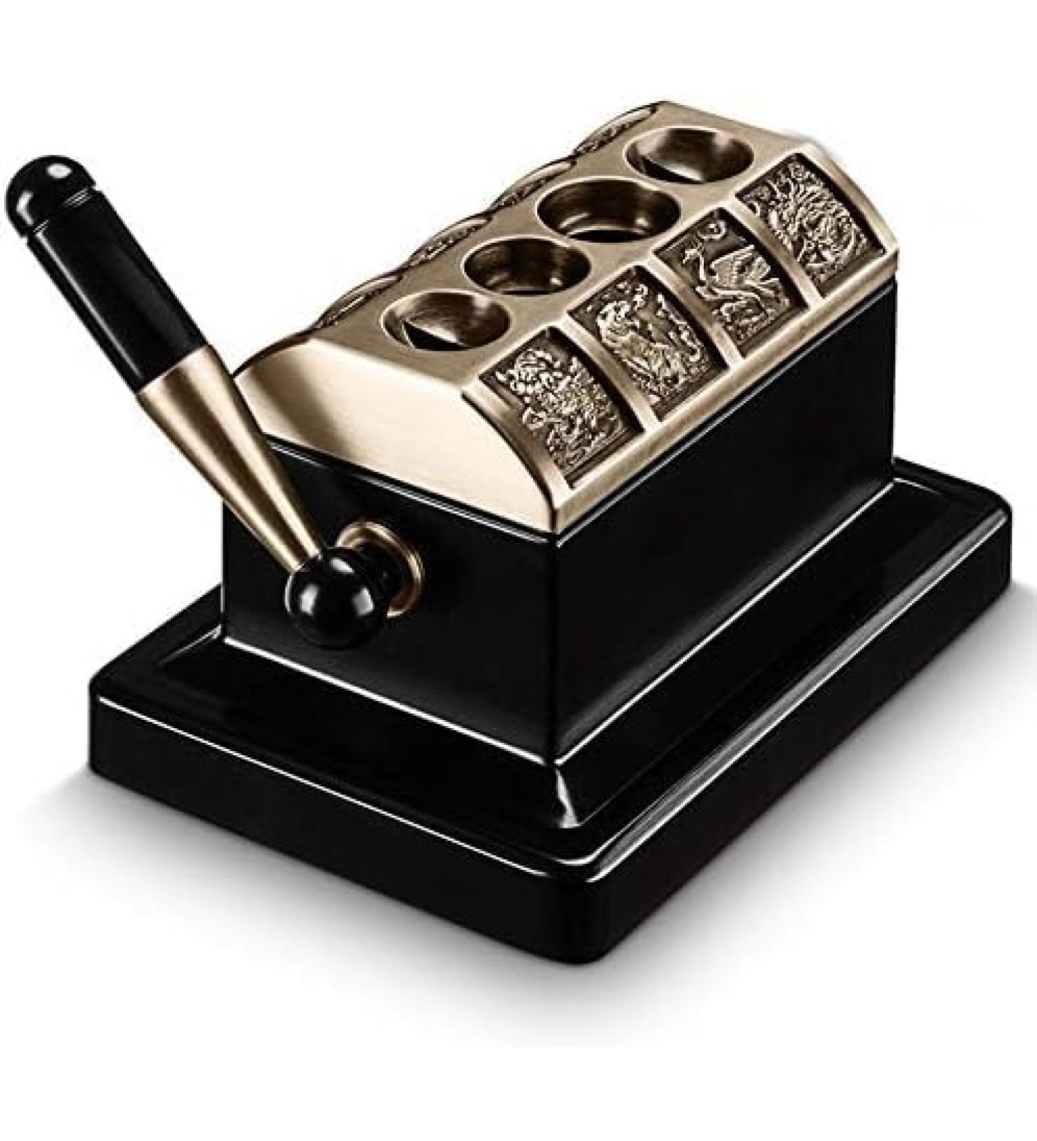 Desktop Cigar Cutter Stainless Steel Four Hole Cigar Scissors Sharp Puncher 52 and 60 Ring Gauge Straight Cutters 52 and 58 Ring Gauge V-Cutters Gold Enchanting12
