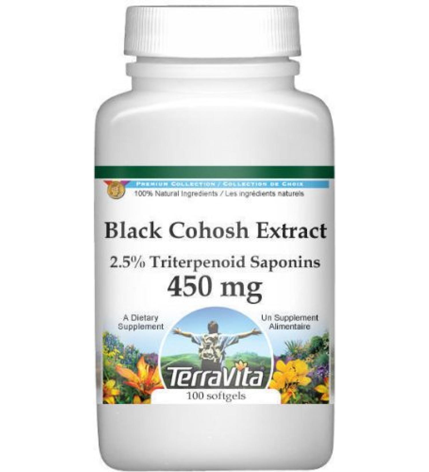 Extra Strength Black Cohosh Extract (2.5% Triterpenoid Saponins) - 450 mg (100 Capsules ZIN: 514098)