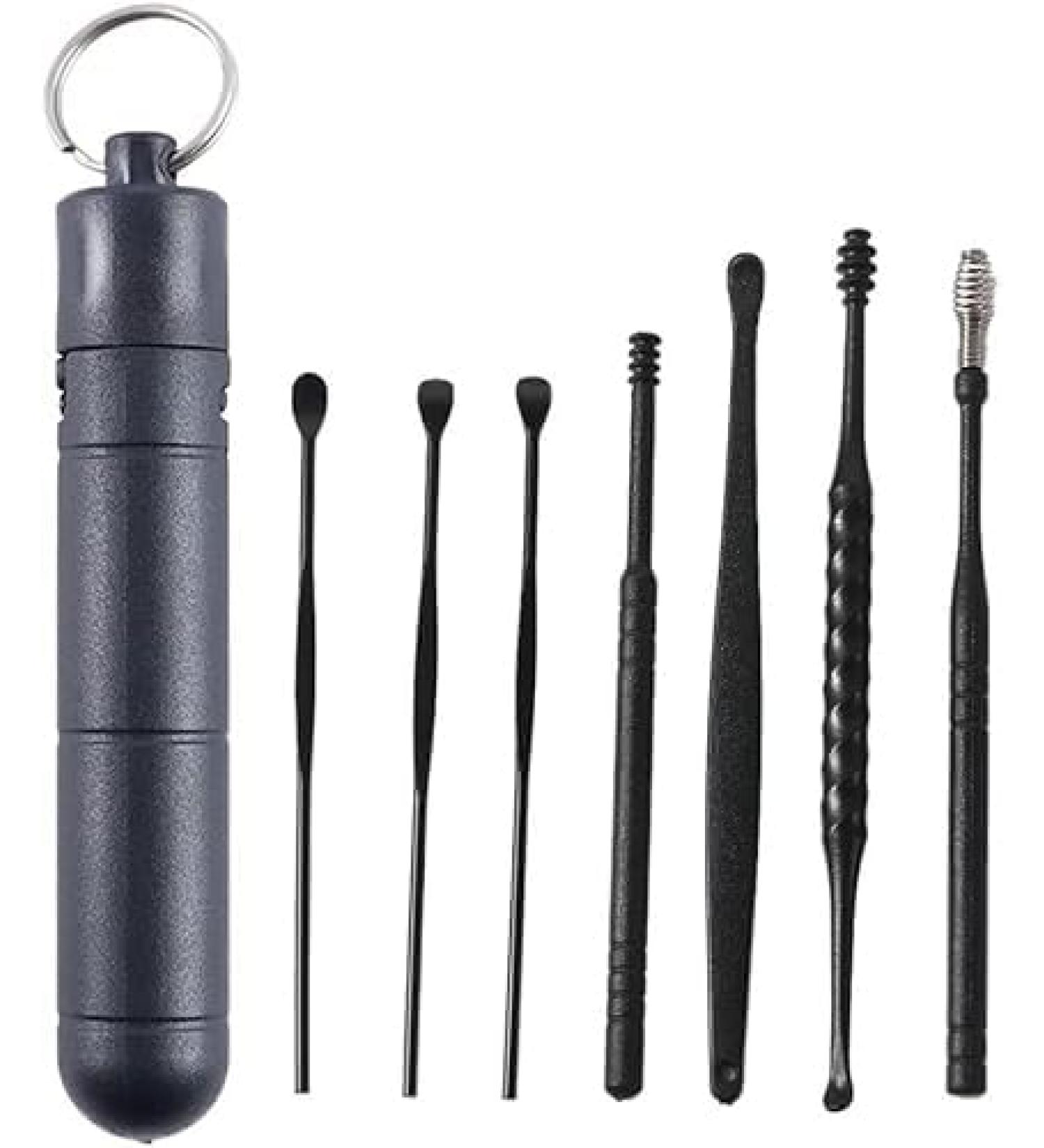 Black Reusable Massage Spiral Earpick Set | Dual-End Ear Wax Removal Tool | Effective Ear Care Solutions - Buy Online on GoSupps.com