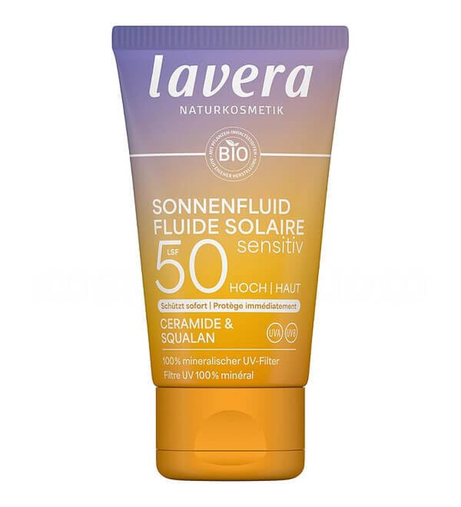 Laverana Co KG lavera Sunlotion Sensitiv SPF 50 Sun cream for face and d collet without chemical UV filter for sensitive skin vegan natural cosmetics 40 ml