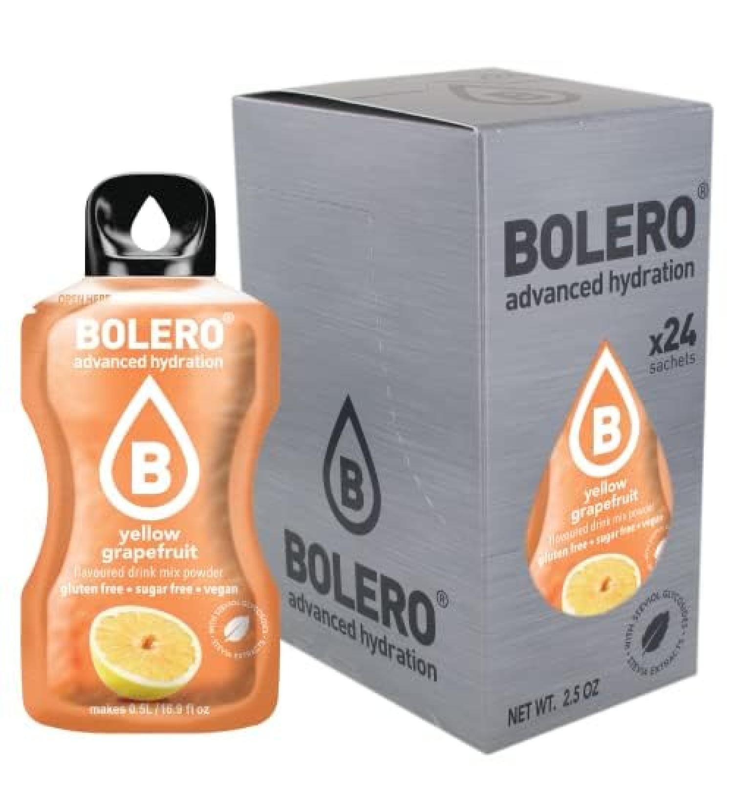 Bolero YELLOW GRAPEFRUIT 24x3g | Sugar-free juice powder sweetened with stevia + vitamin C | for children and athletes | gluten-free vegan | yellow grapefruit flavor - Buy Online on GoSupps.com