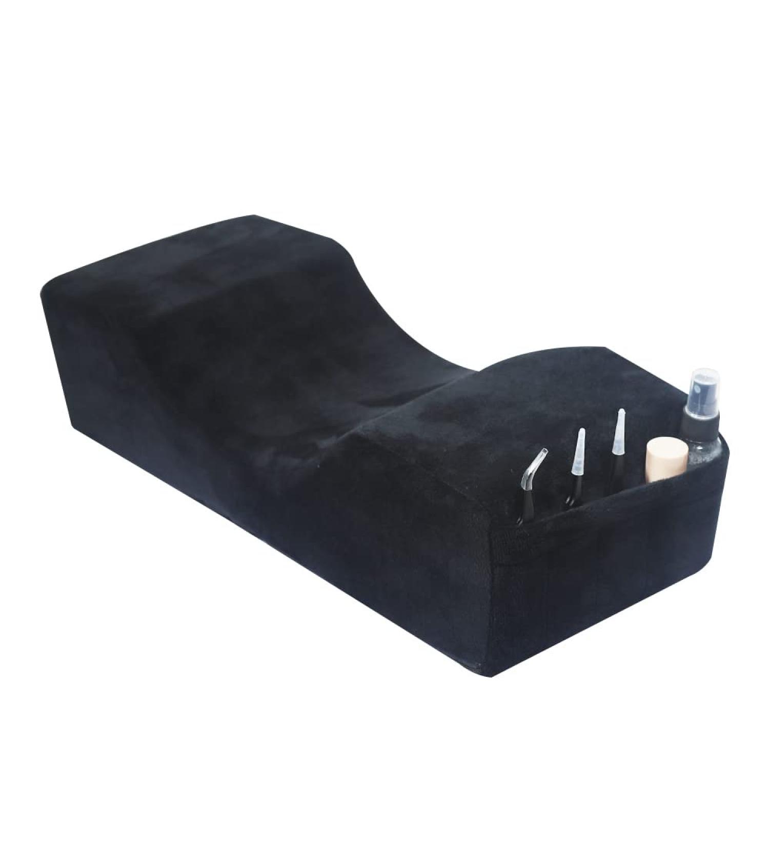 MNpartners Beauty Salon Eyelash Extension Neck Pillow - Comfortable Memory Foam Velvet Pillow for Lash Grafting & Make Up - Black - Buy Online on GoSupps.com
