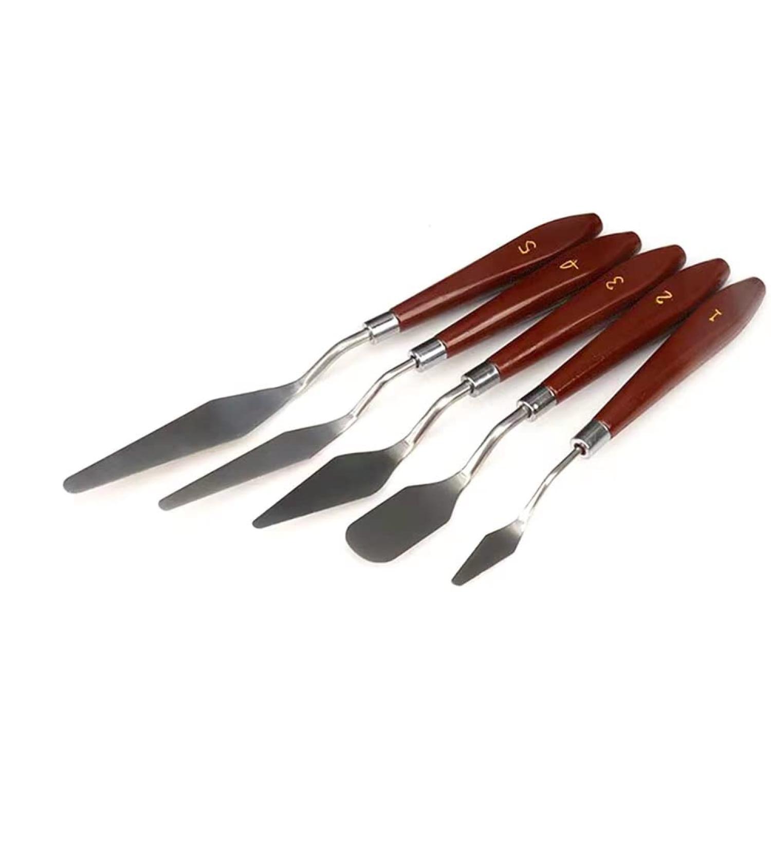 5pcs Thin & Flexible Stainless Steel Palette Knife Set for Oil Painting | Color Mixing Art Tools - Buy Online on GoSupps.com