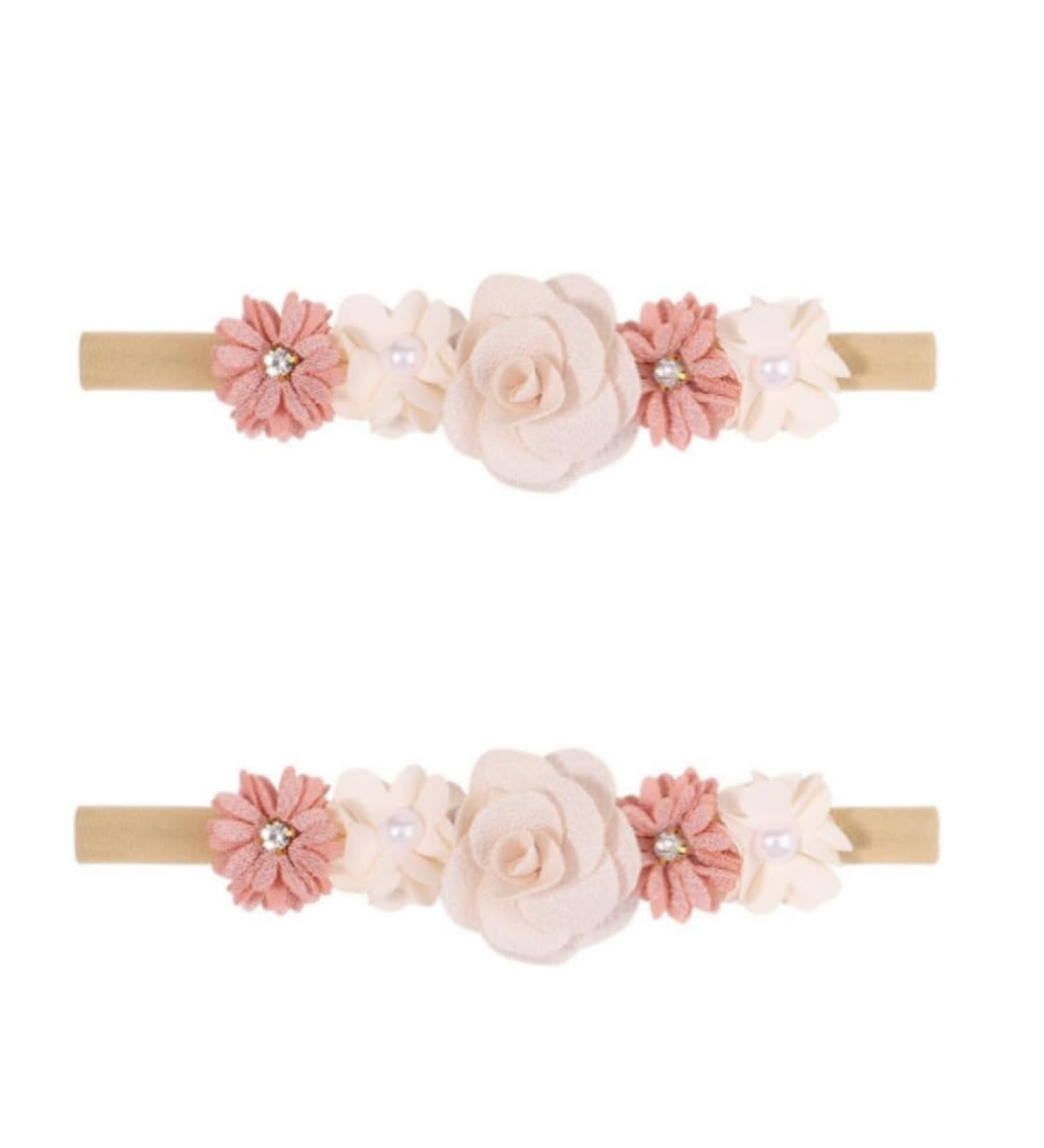2pcs Baby Girls Flower Elastic Headbands - Stylish Hair Accessories for Newborns & Toddlers - Buy Online on GoSupps.com
