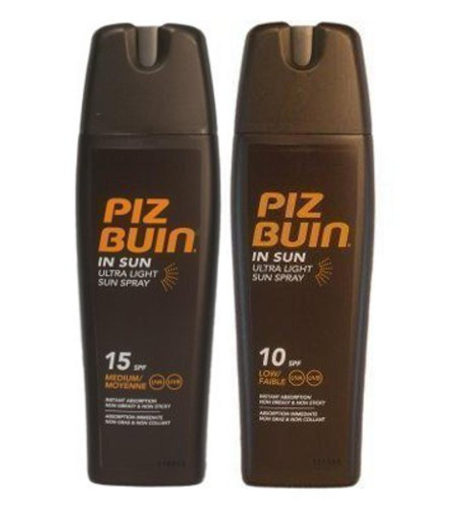 Piz Buin Ultra Light Sun Lotion Sprays Spf 15 And Spf10 - 200Ml Each by Piz Buin