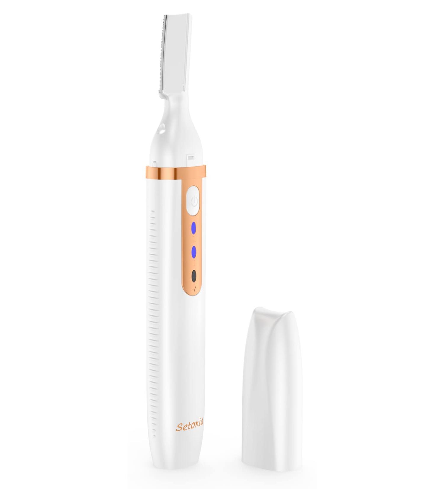 Rechargeable Facial Hair Remover & Eyebrow Trimmer for Women - Electric Shaver Razor for Peach Fuzz, Chin, Cheek, Upper Lip - White - Buy Online on GoSupps.com