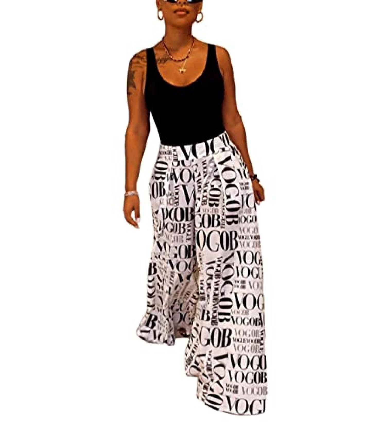 LAIJOJIO Women's High Waisted Wide Leg Palazzo Pants - Flowy Boho Lounge Pants in White, Size Large - Buy Online on GoSupps.com