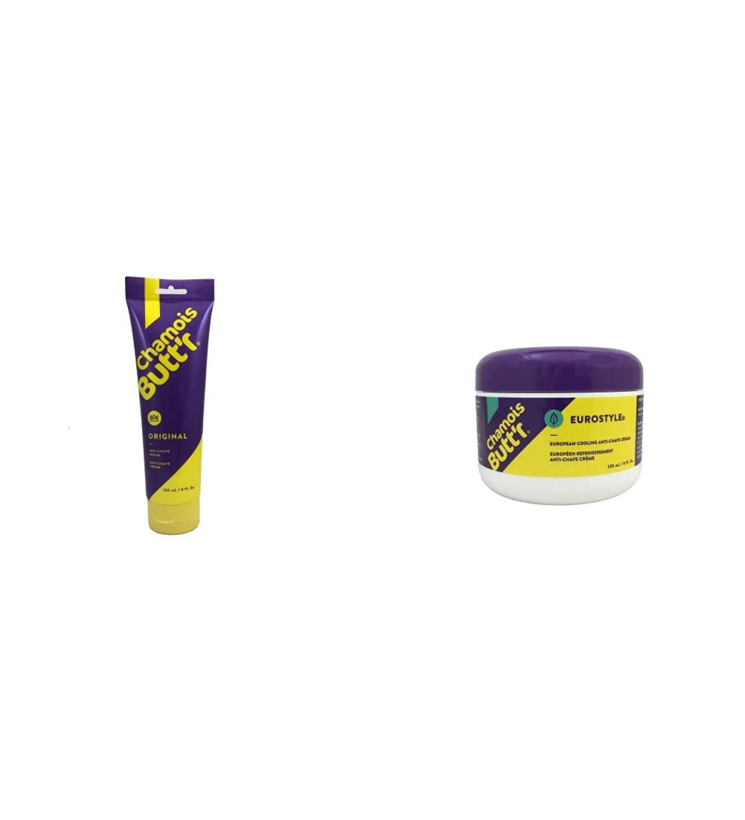 Chamois Butt'r Original Anti-Chafe Cream 8 oz Tube & Eurostyle Anti-Chafe Cream 8 Ounce jar - Buy Online on GoSupps.com