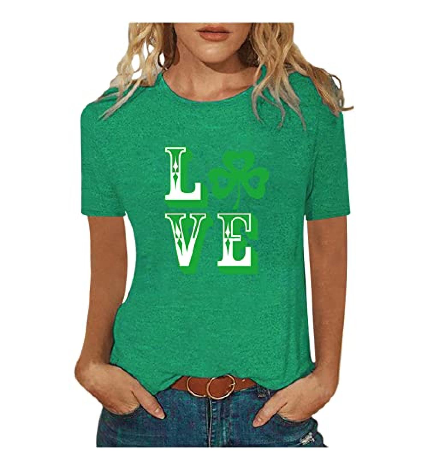 Womens St. Patrick's Day Lucky Green Graphic Tee - Shamrock Heart Design | XX-Large - Buy Online on GoSupps.com