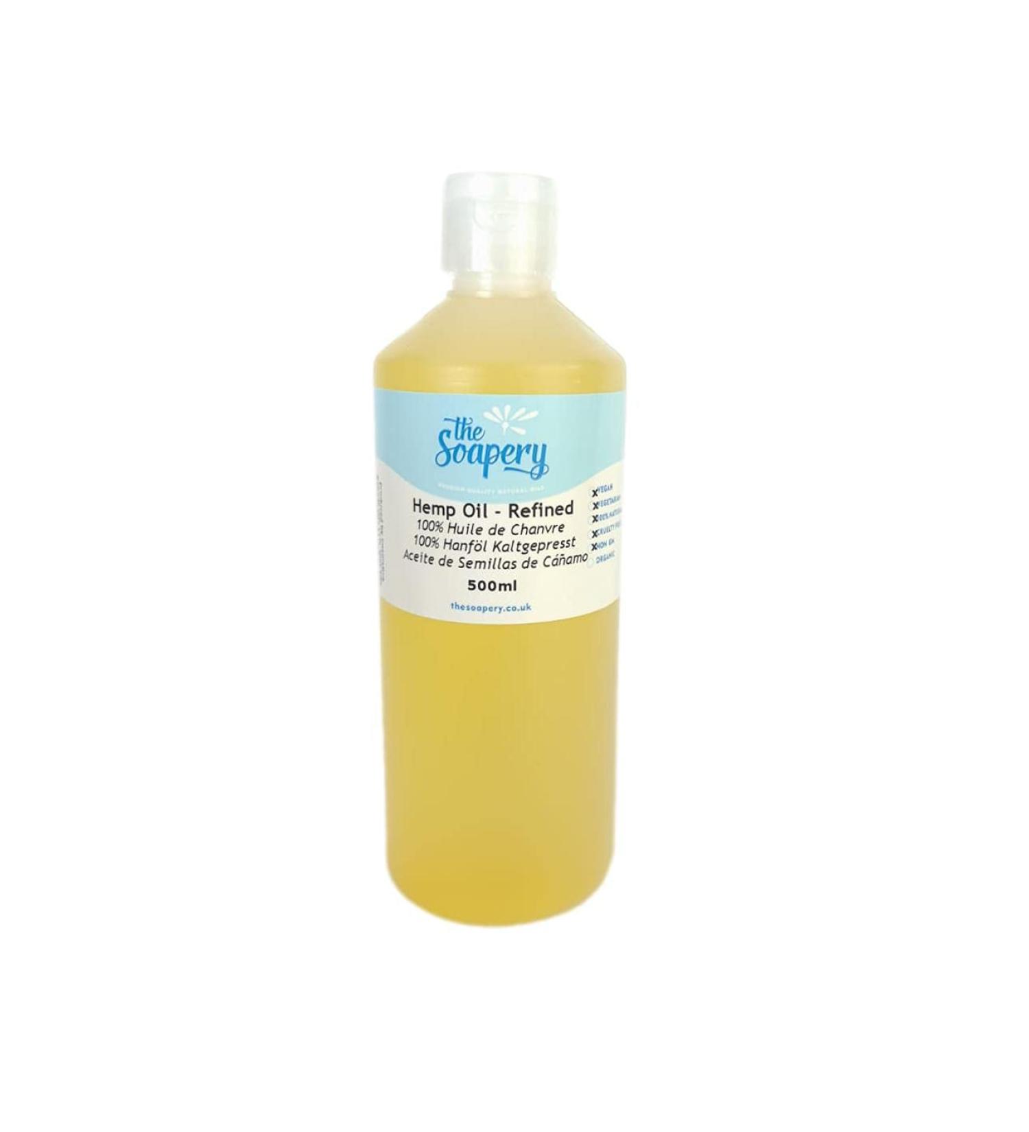 Huile de chanvre raffin e 500 ml - 100 % pure et naturelle - Huile de support pour massage soin de la peau et des cheveux