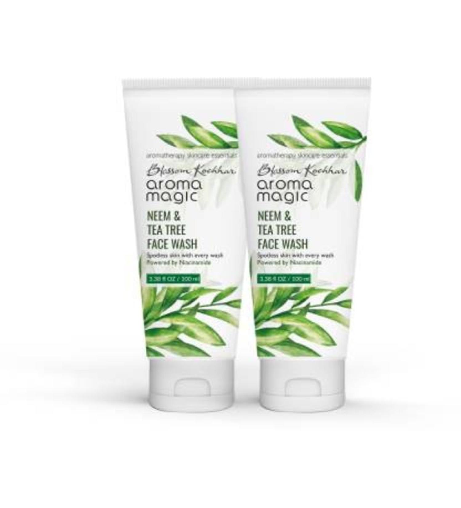 Aroma Magic Neem & Tea Tree Face Wash (Pack of 2) - Natural Acne Cleanser for Men & Women | Hydrating Facewash for Oily & Sensitive Skin | 3.38 Fl Oz (100ml) - Buy Internationally - Buy Online on GoSupps.com