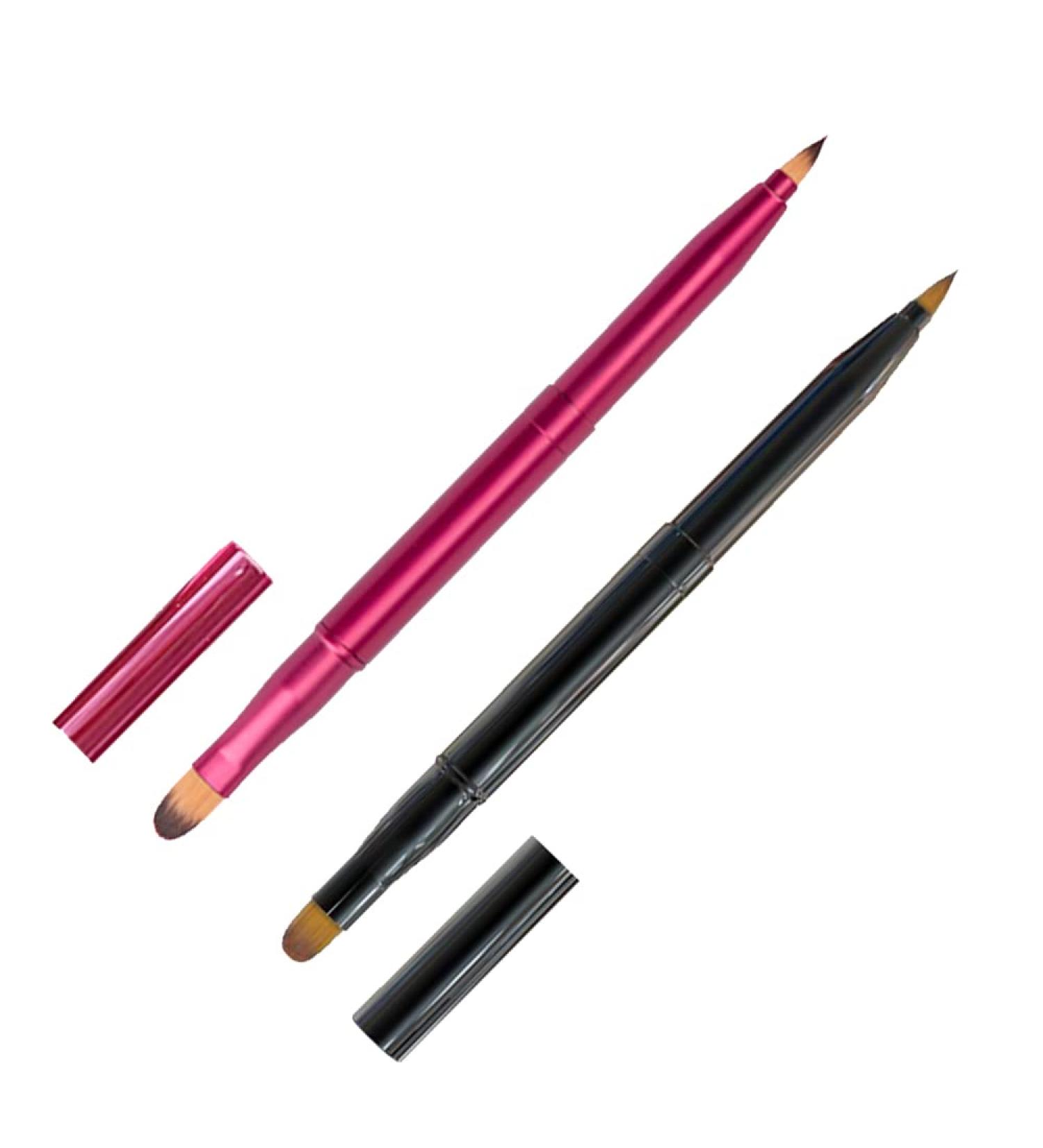 YongXiangPeng 2 Pcs Dual End Lipstick Brushes Portable Retractable Lip Brushes Travel Eye Shadow Brushes with Cap for Lips Eyes and Makeup Application - Buy Online on GoSupps.com