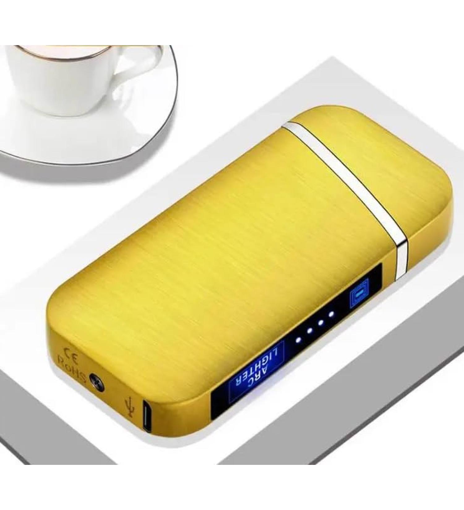 Serenib Electric Dual Arc Plasma Lighter 1 Pack Rechargeble Upgraded with Battery Indicator and Gift Box Windproof Flameless Electric Candle Lighters Camping Hiking Gifts for Men - Gold - Buy Online on GoSupps.com