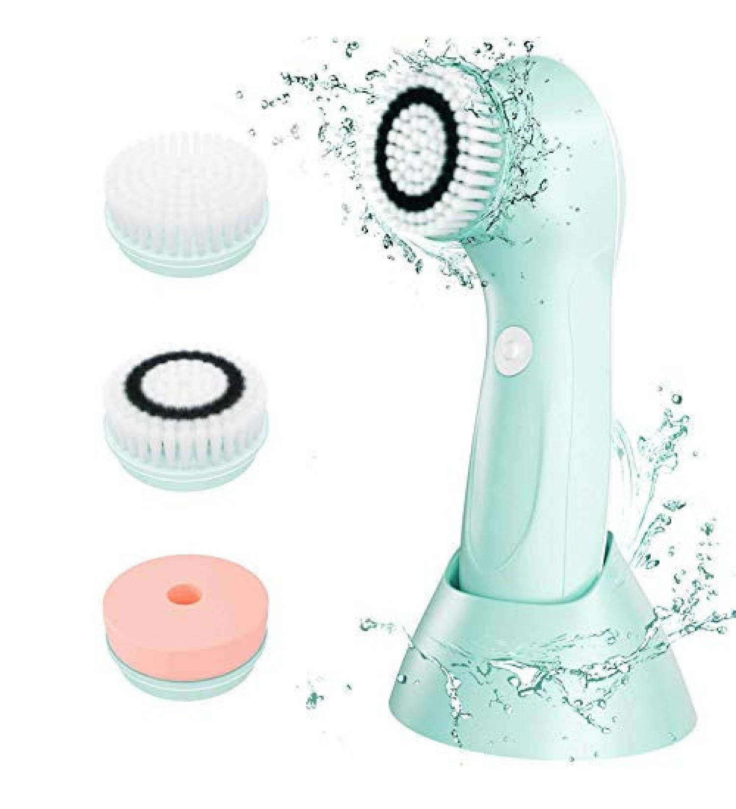 UBBETTER Face Brush Facial Brush Rechargeable Rotating Waterproof Cleansing Brush Set NEW style 2 Speeds With 3 Brush Heads Blackhead Remover Exfoliating Massage