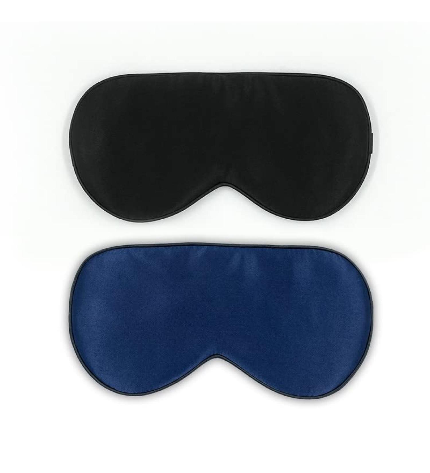 Townssilk 2 Pcs 100% Silk Sleep Mask Set | Adjustable Strap, Comfortable & Super Soft Eye Mask in Black & Navy Blue - Buy Online on GoSupps.com