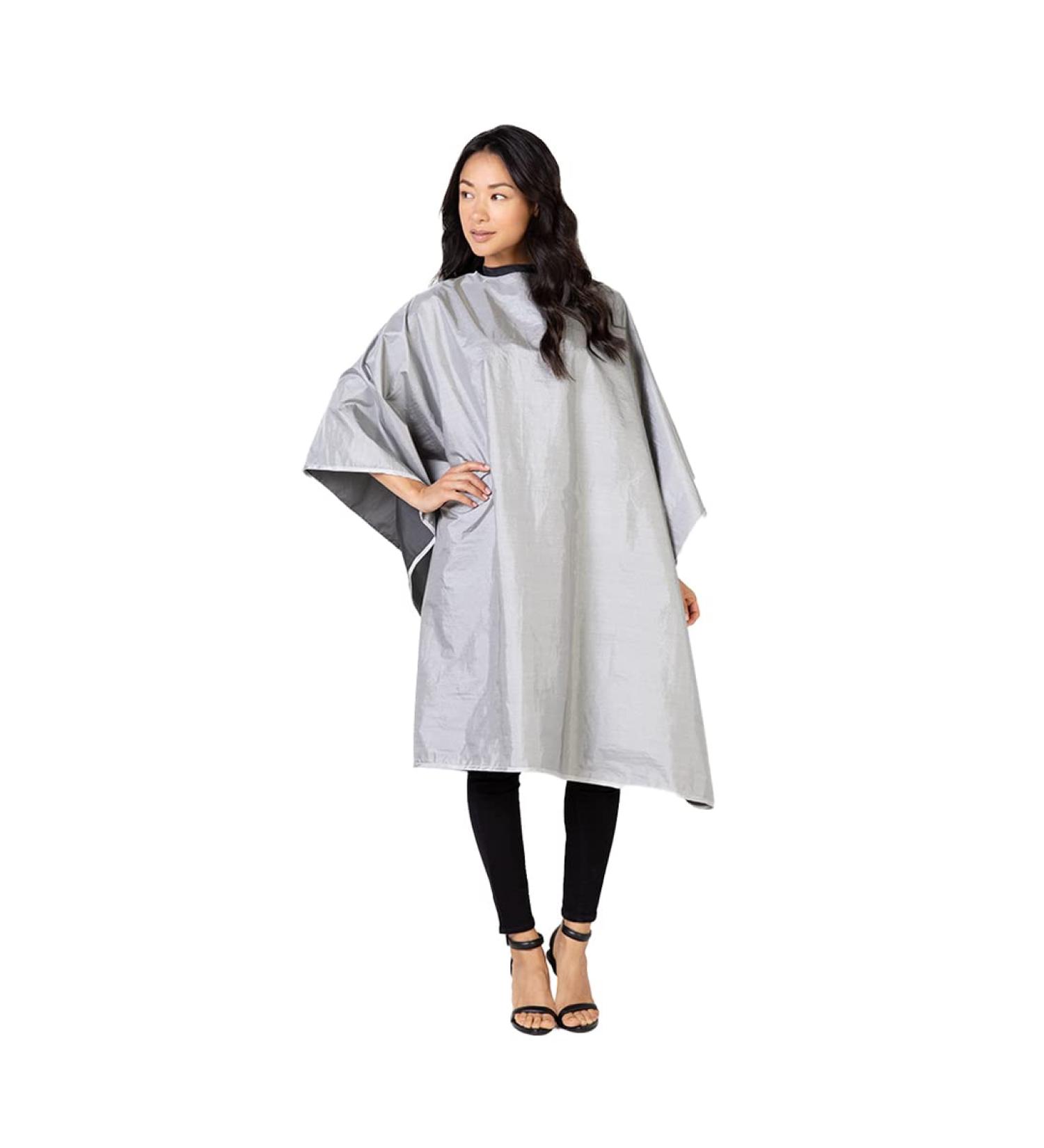 Betty Dain Reversi Reversible Coloring/Styling Cape - 50 x 60 Inches, Snap Closure, Chemical Proof Finish - Silver/Black - Buy Online on GoSupps.com
