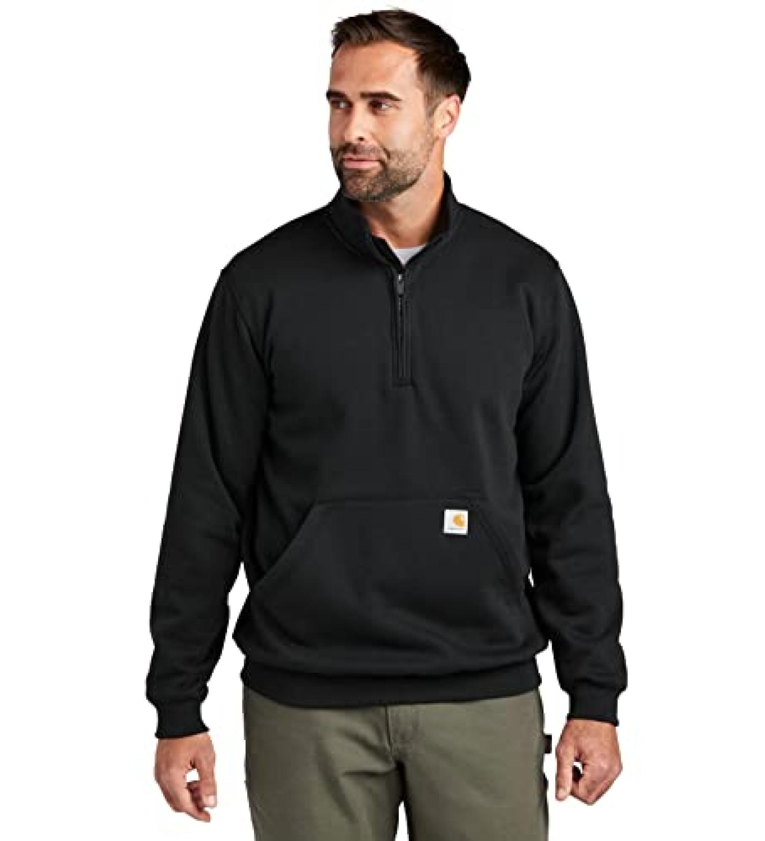 Carhartt Men's Loose Fit Midweight Quarter-Zip Mock-Neck Sweatshirt Large Black