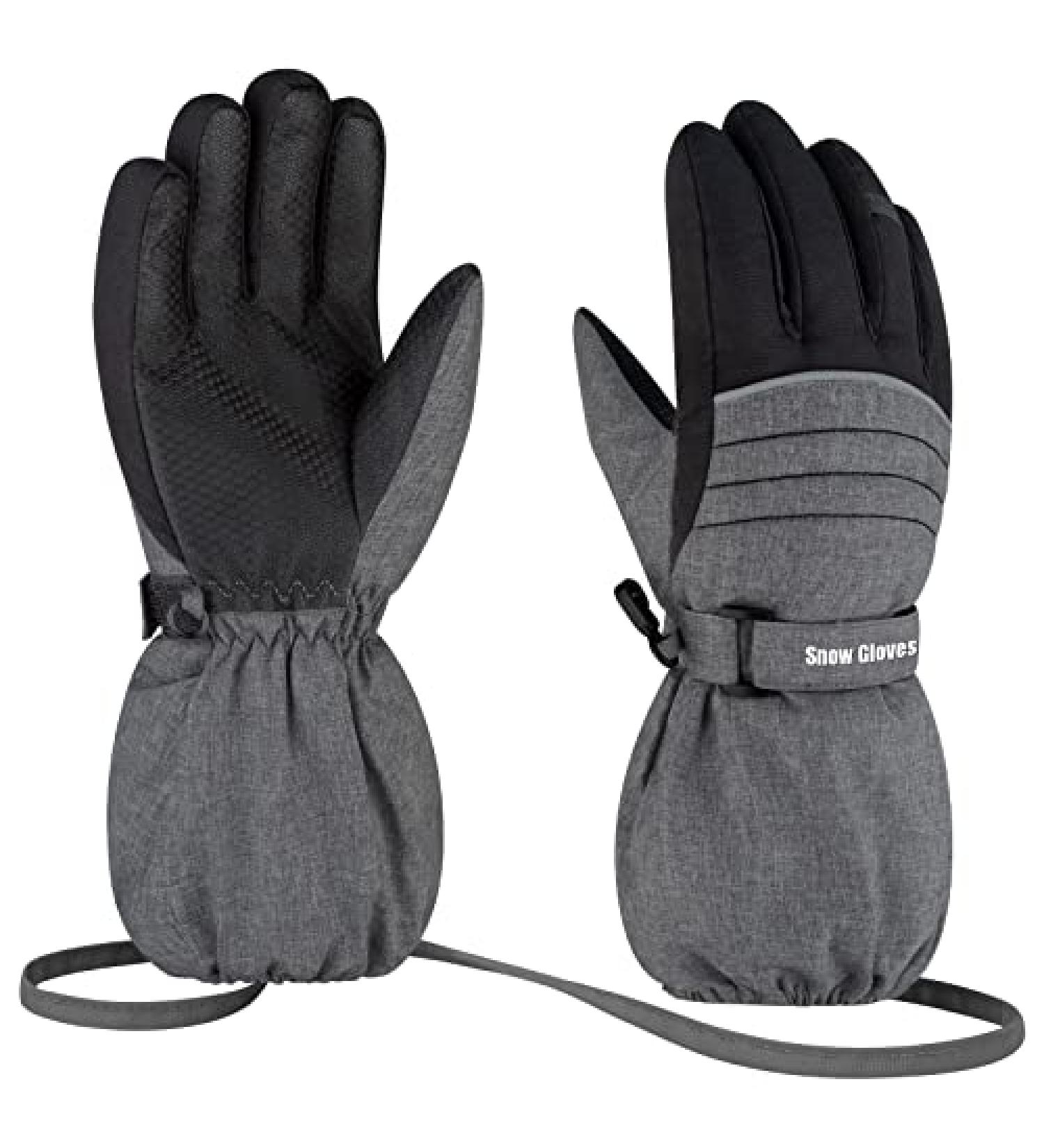 AMAKUZ Kids Snow Gloves - Waterproof Winter Ski Gloves for Boys and Girls (Gray, 10-12 Years) - Buy Online on GoSupps.com