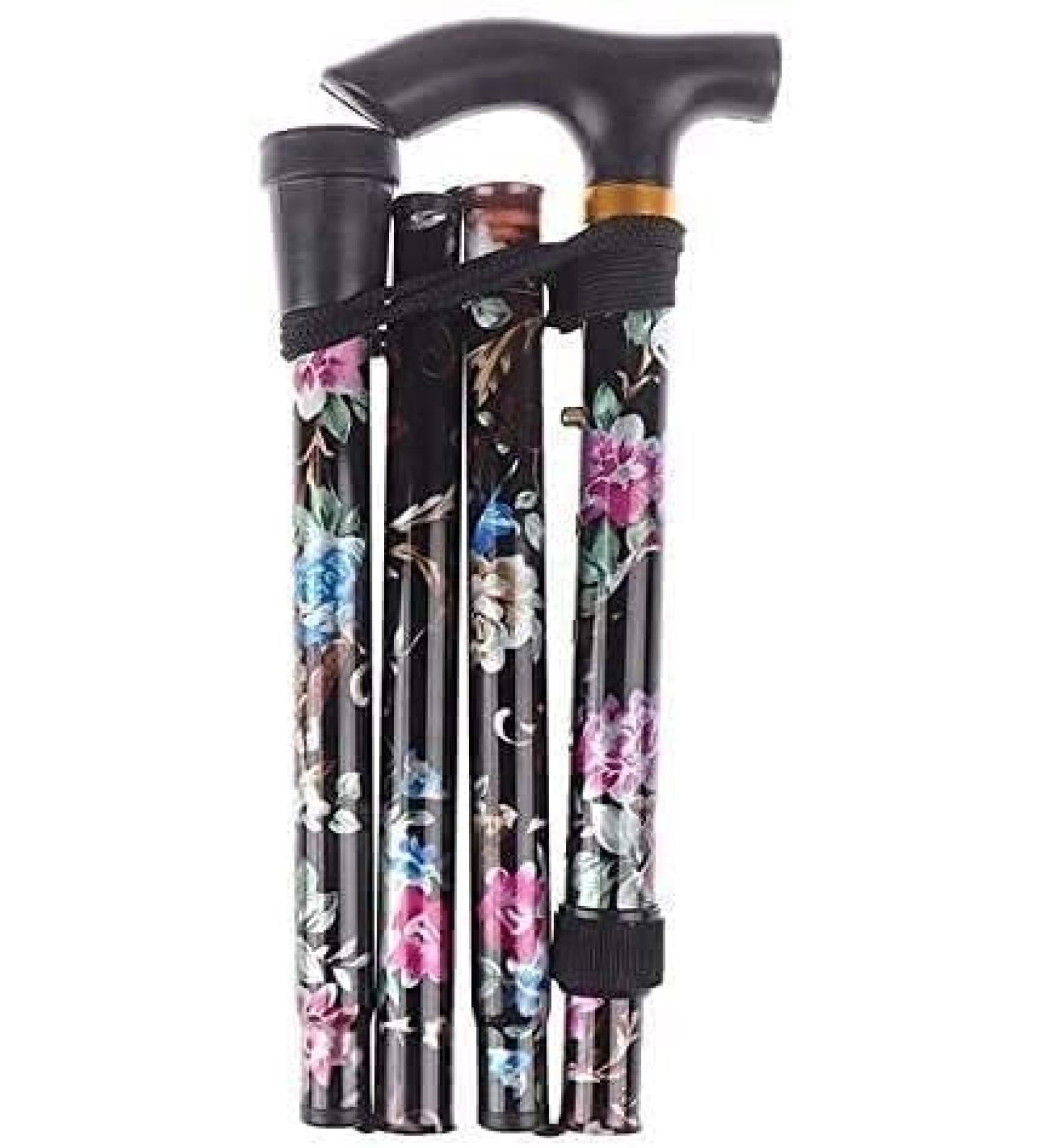 SilteD Walking Stick Trekking Poles Walking Stick Sturdy Printed Travel Five-Section Patterned Non Slip Crutch Cane Adjustable Folding Walking Stick Outdoor Sport Hik - Buy Online on GoSupps.com
