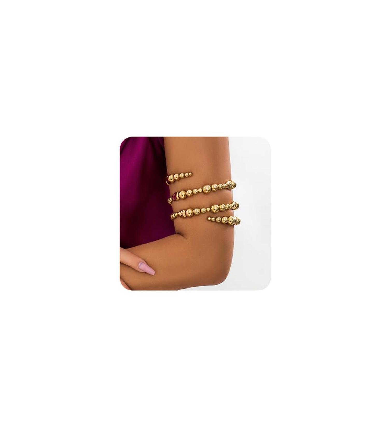 Shop Xerling Faux Pearl Layered Arm Bracelets - Stretchable Bridal Jewelry for Women & Teens | Upper Arm Armband for Parties in Gold - Buy Online on GoSupps.com