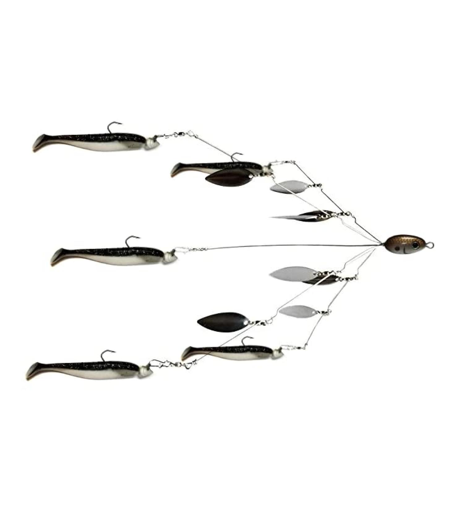 Fishing Vault Fully Rigged 5-Arm 8-Bladed Umbrella Rig with Swim Baits and Jig Heads - Buy Online on GoSupps.com