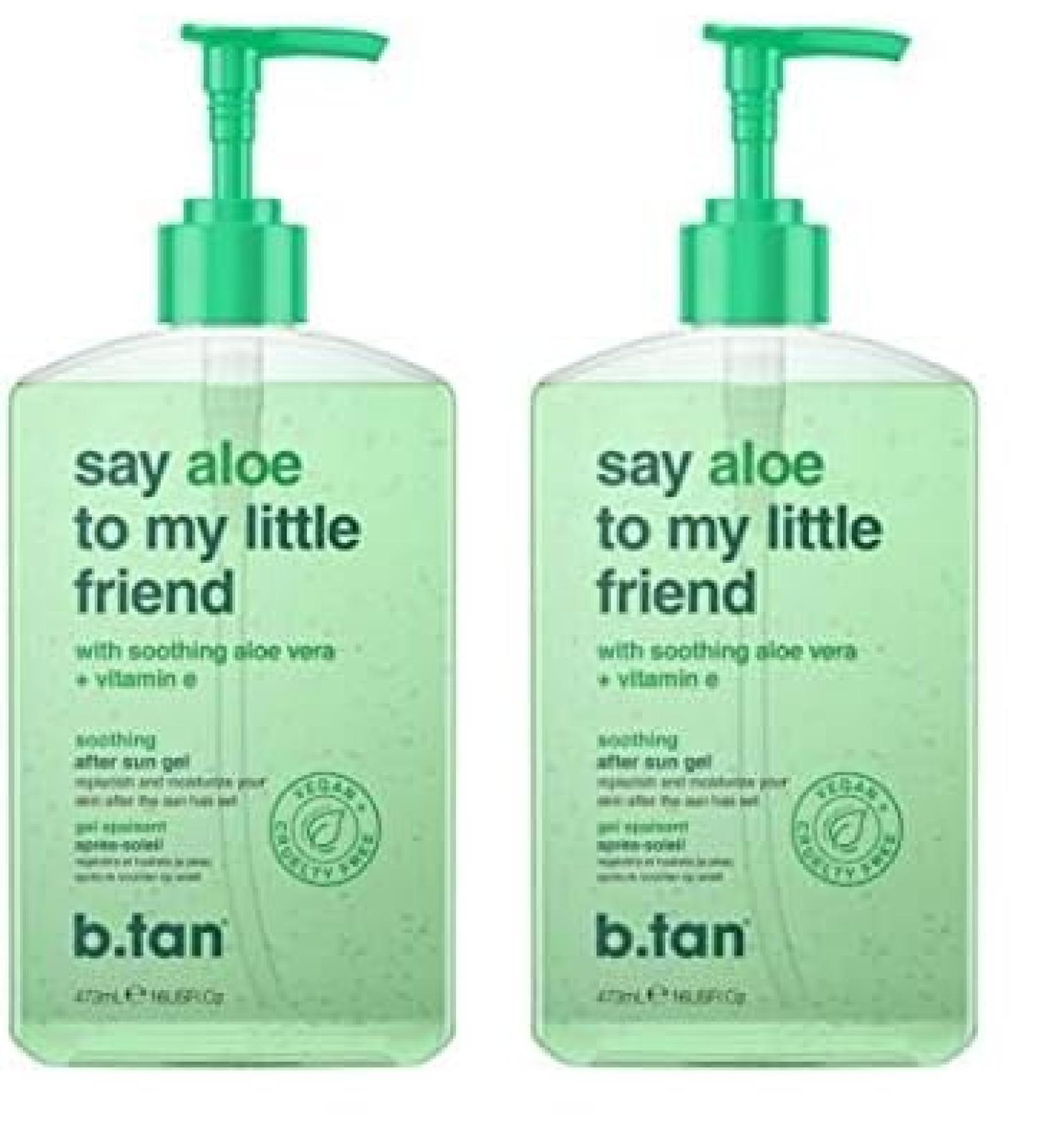 B.TAN Aloe Vera Gel | Say Aloe To My Little Friend - Ultra Hydrating Soothing After Sun Aloe Gel with Vitamin E Leaves Skin Soft & Smooth & Prevents Icky Peeling Feeling Paraben Free 16 Fl Oz