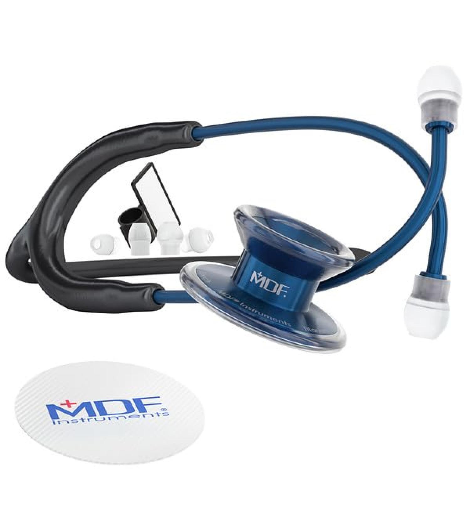 MDF Instruments MD One Epoch Stethoscope - Lightweight Titanium Dual Head Adult Free Parts for Life - Black Tube Titanium Blue - MDF777TCD11 - Buy Online on GoSupps.com