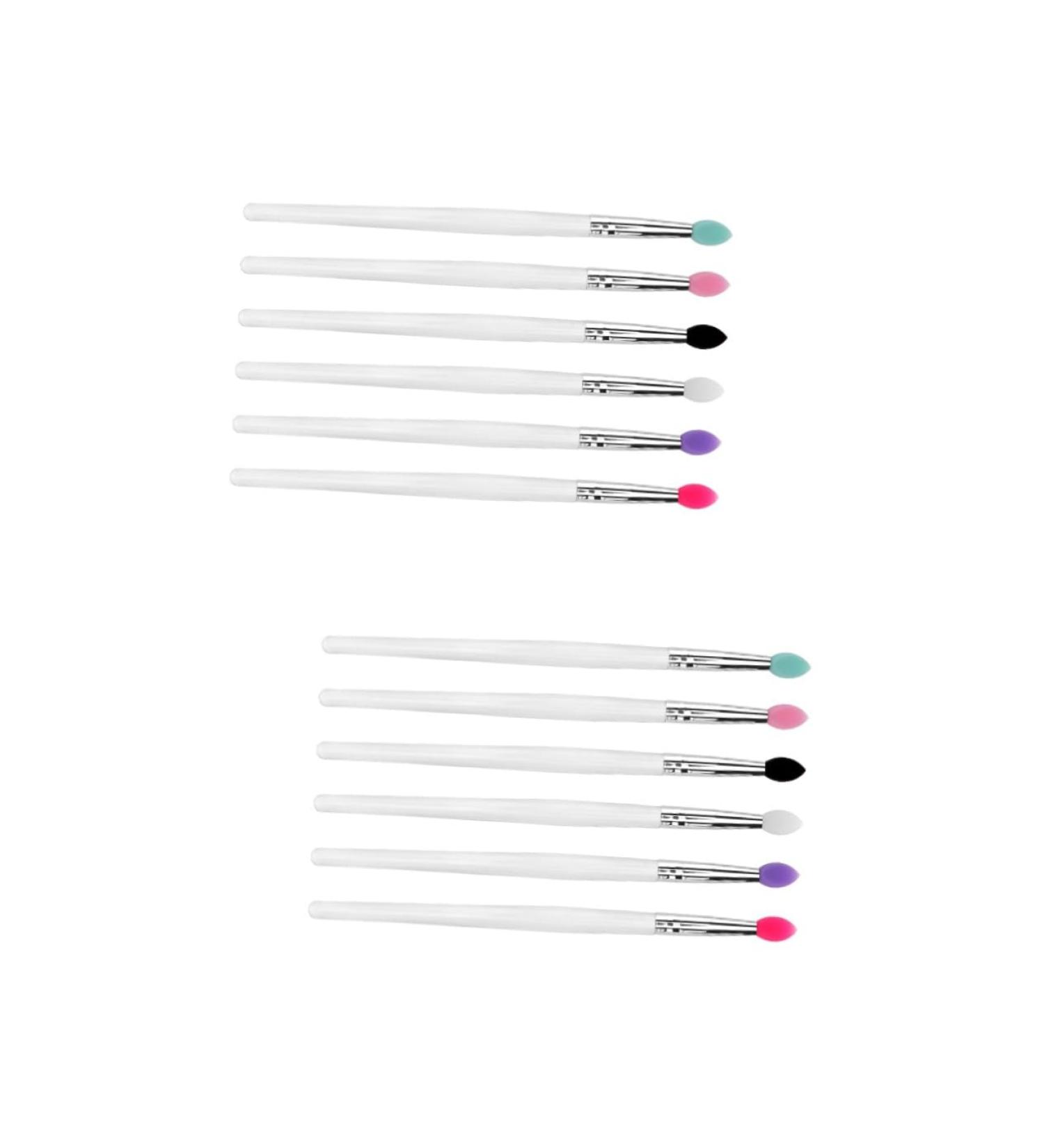 Baluue 12 Pcs Eye Shadow Brush Eye Blending Brush Eyeshadow Transparent Plastic Handle 14.6x0.9cmx2pcs Assorted Colorx2pcs - Buy Online on GoSupps.com