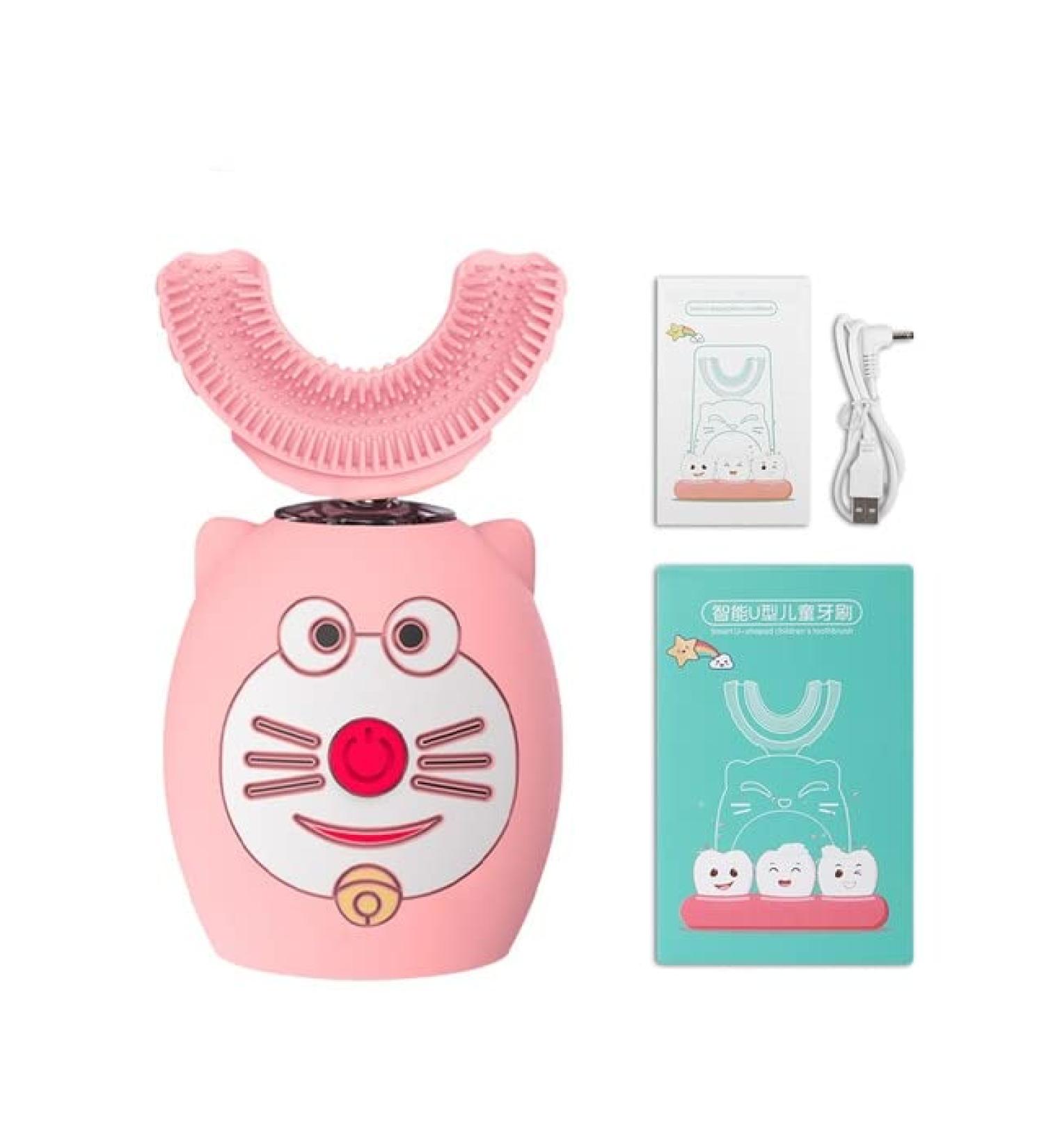 Kids' Sonic Electric Silicone Toothbrush - U Shape 360 Degrees | Pink B | Ages 2-6 | 1 Count - Buy Online on GoSupps.com