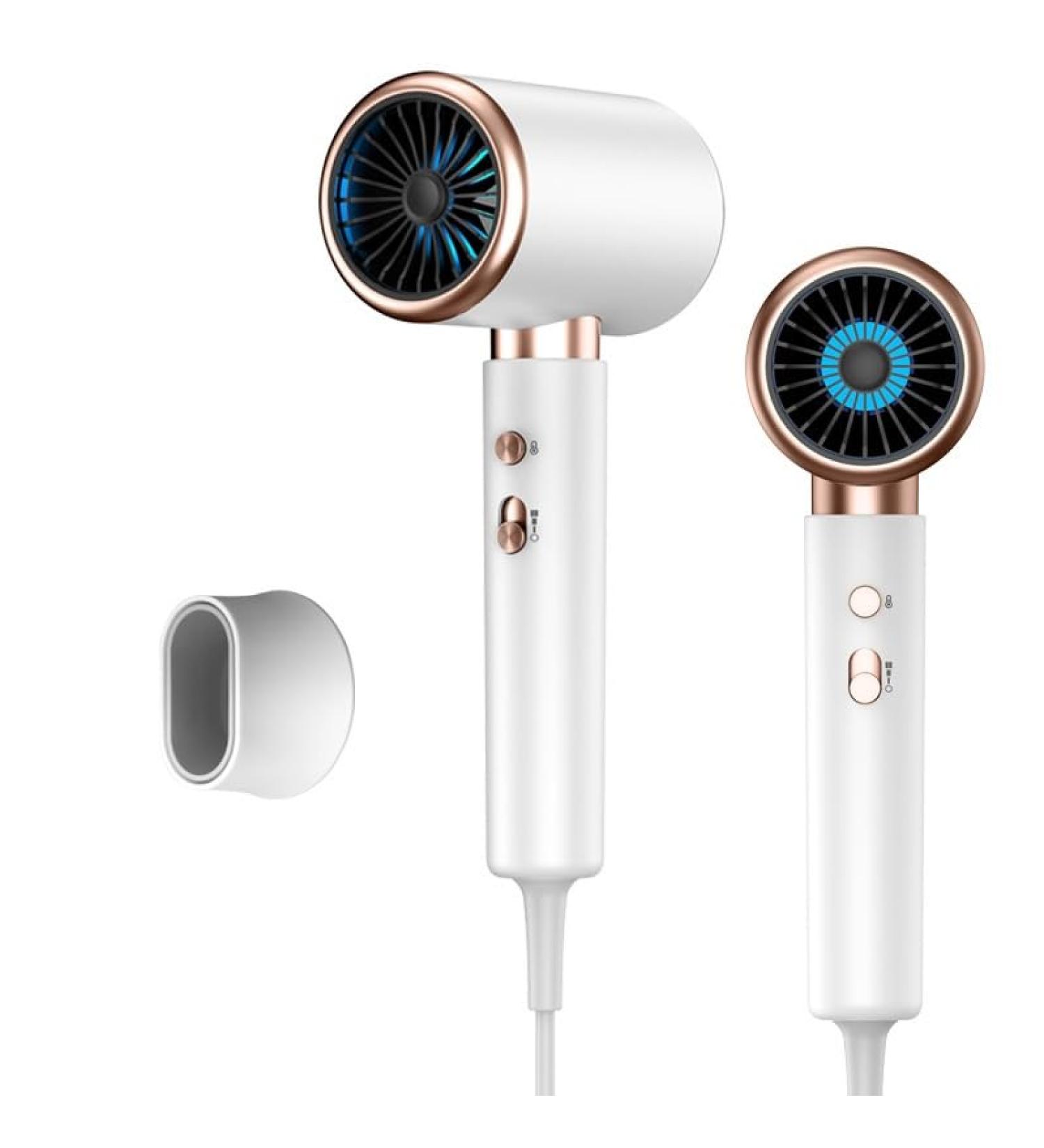 Ionic Hair Dryer with Diffuser & Nozzle | Fast Drying Blow Dryer for Curly Hair - White for Men & Women - Buy Online on GoSupps.com
