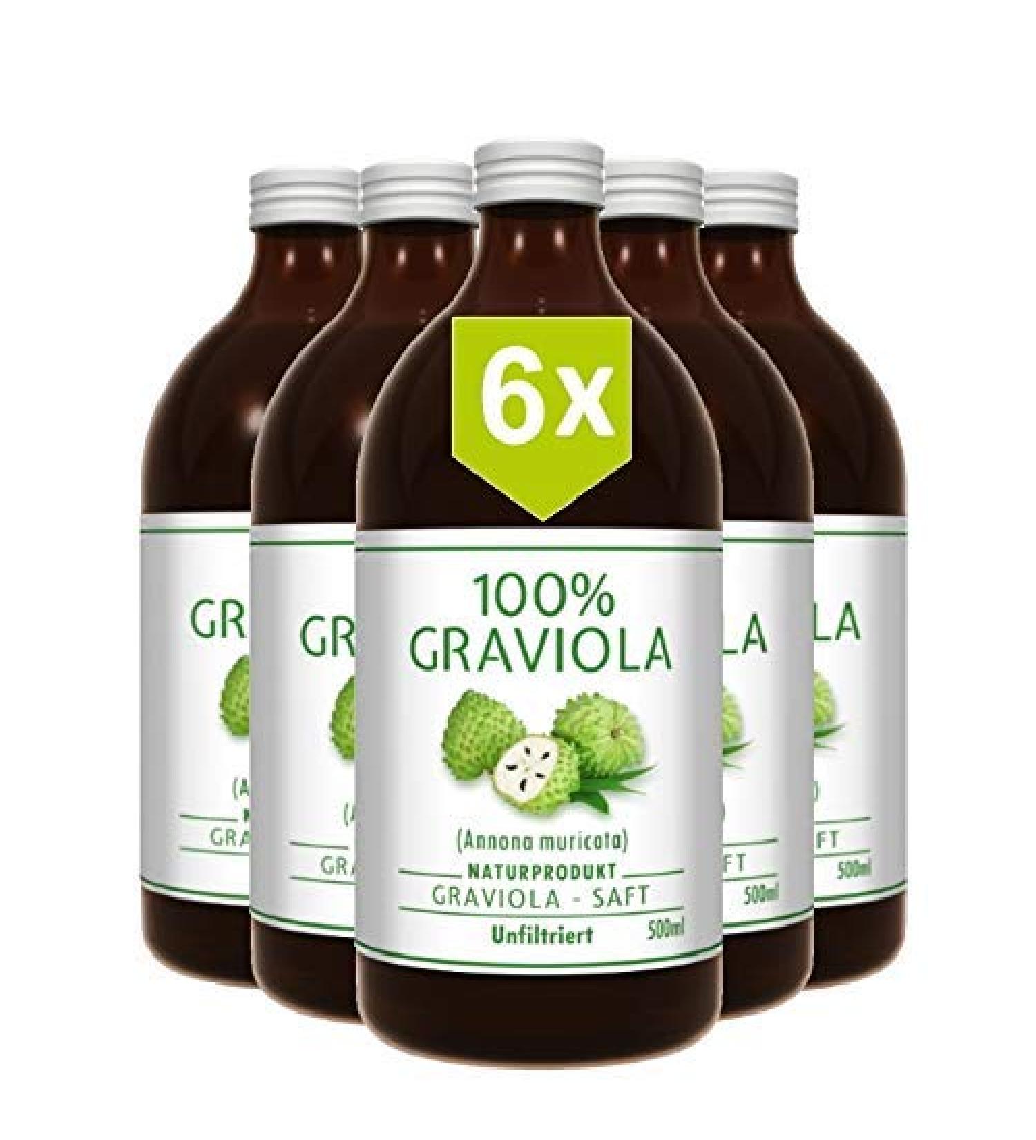 6 x 100% Soursop Juice - Unfiltered - Vegan. 6 x 500ml. Made from 100% Soursop-Pulp/Guanabana. Directly from the producer Graviola.de - Buy Online on GoSupps.com