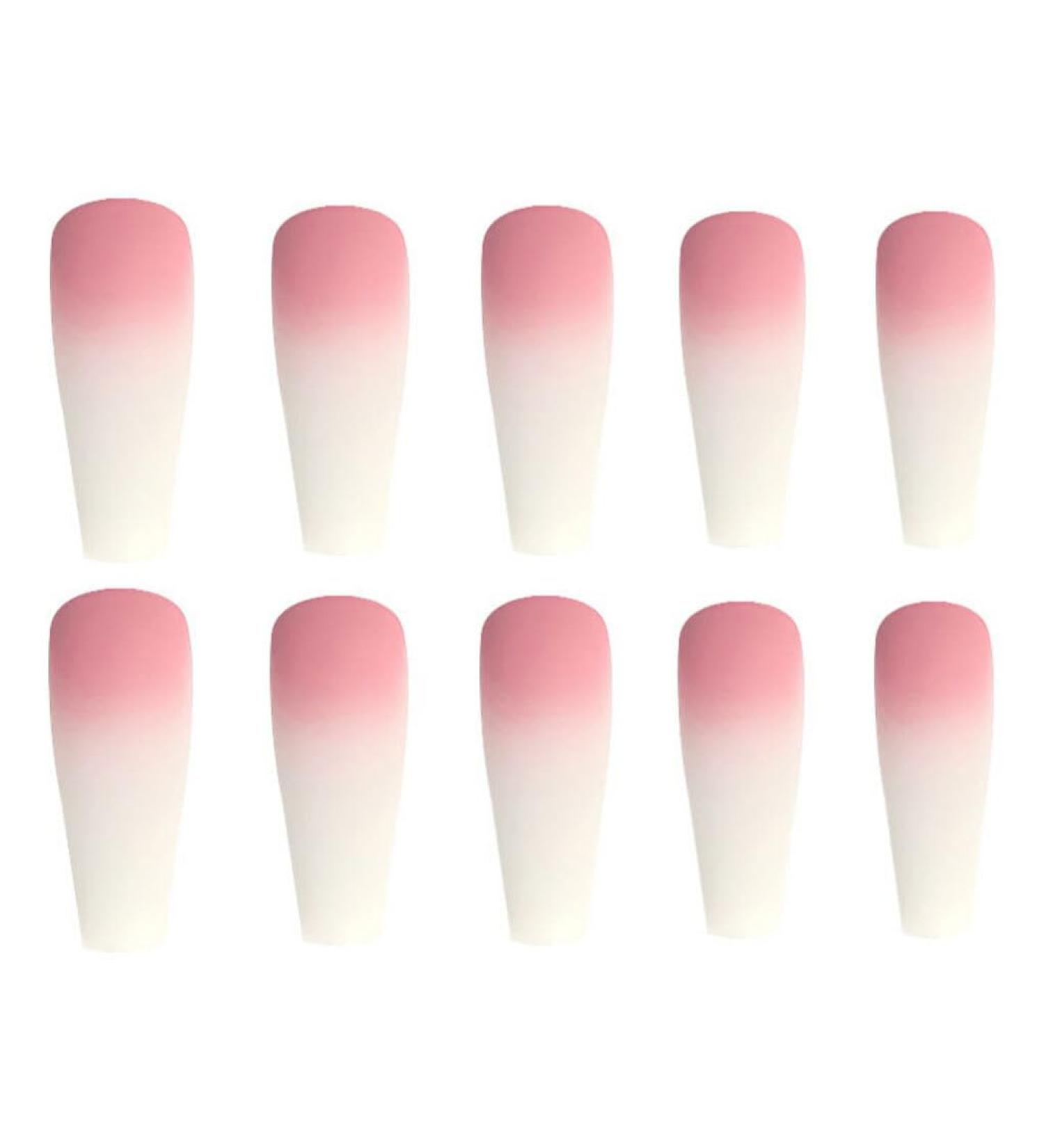 rongweiwang 1 Set French Tip Press on Nails Extension Extra Long Matte Fingernails Decals Full Cover Ballerina Manicure Kit Type 3 - Buy Online on GoSupps.com