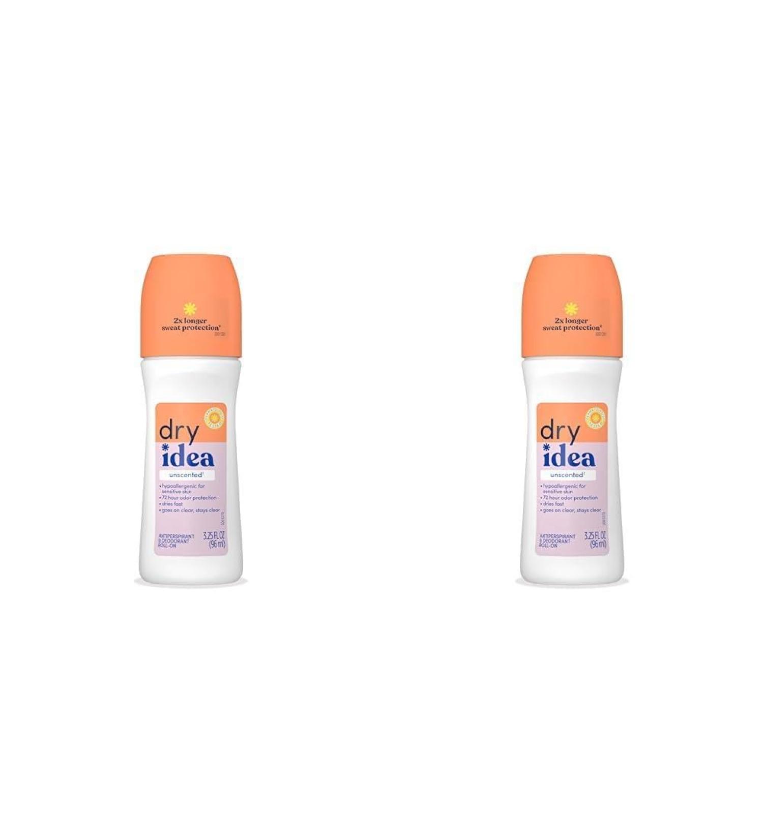 Buy Dry Idea Roll-On Deodorant & Antiperspirant - 72-Hour Odor Protection Unscented Hypoallergenic - Pack of 2 for Sensitive Skin | International Shipping Available - Buy Online on GoSupps.com