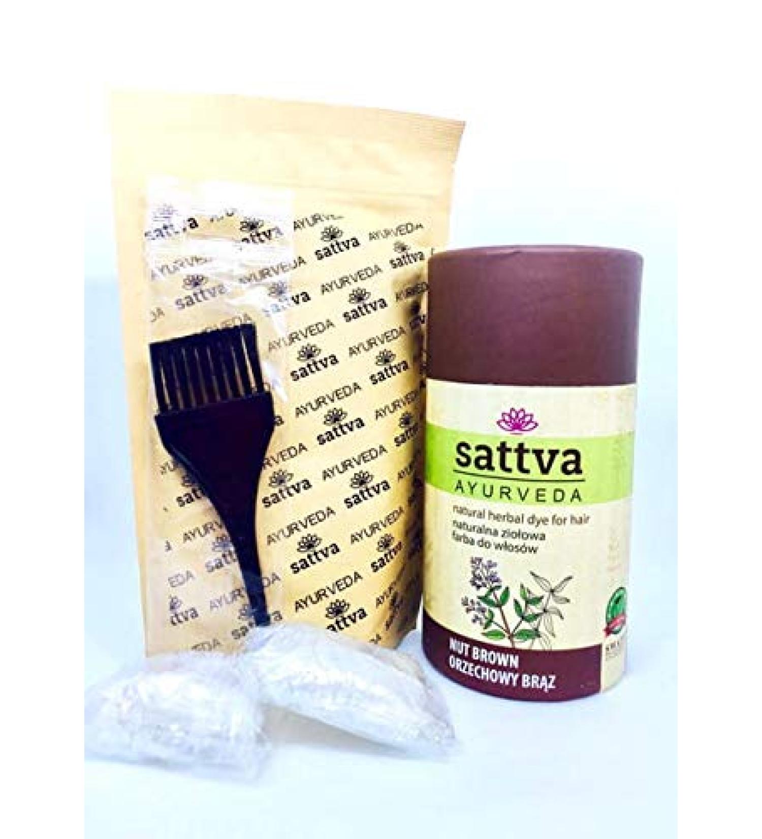Sattva Ayurveda SATTVA_Natural Herbal Dye for Hair naturalna zio owa farba do w os w Nut Brown 150g