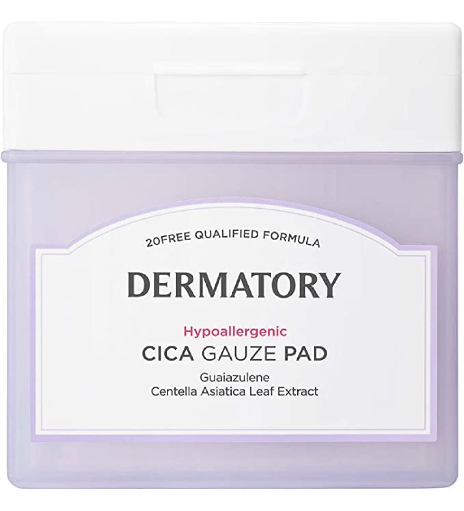 DERMATORY Azulene Hypoallergenic CICA Rescue Gauze Pad for Irritated Skin | Moisturizing Skin-Relief Free of 98 Allergens Hypoallergenic Tested Dermatologist Tested | 22 New (60 Pads) Purple