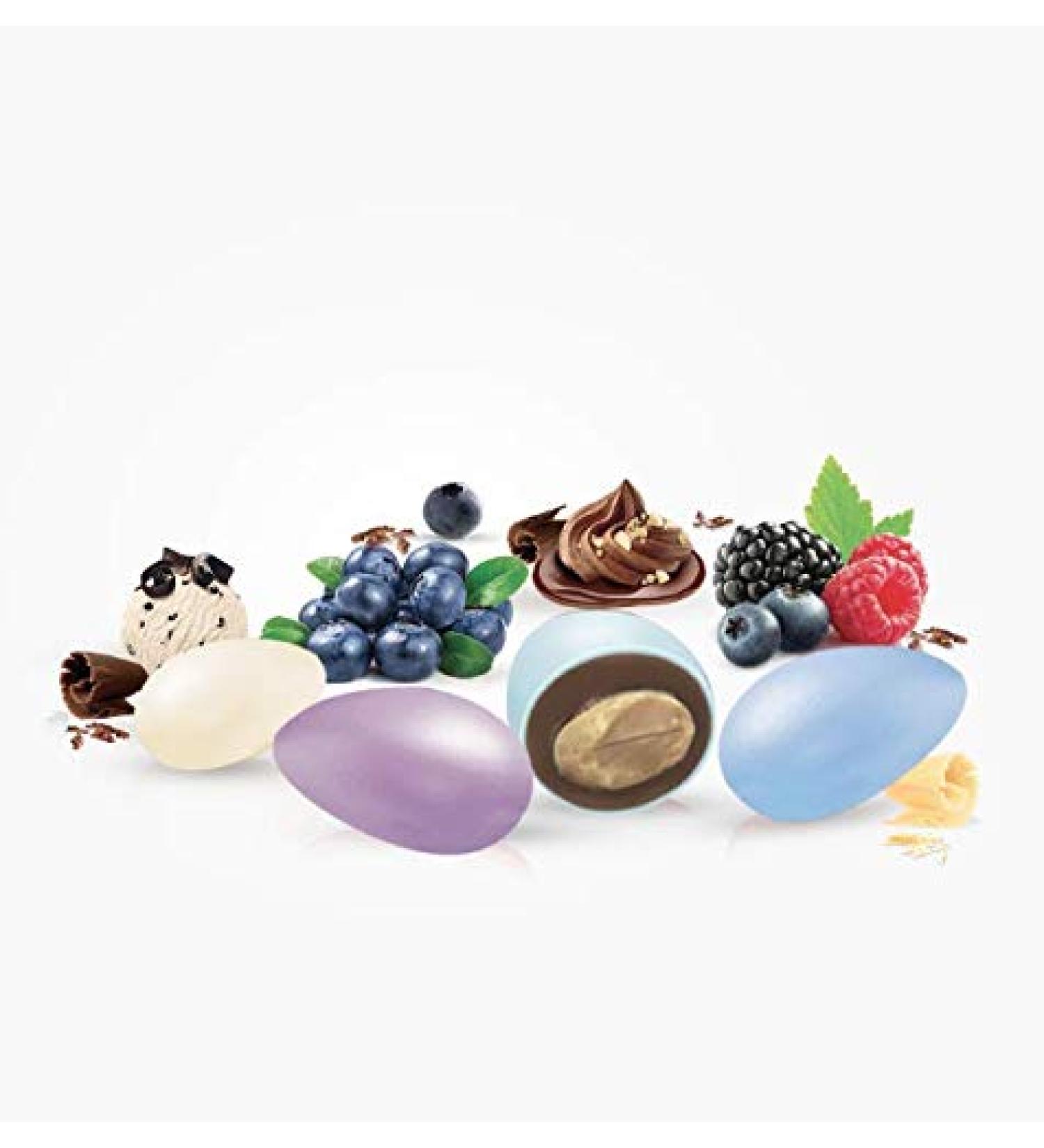 Confetti Papa Sky Blue Gradient Chocolate Dragees 1 kg - Almond and Chocolate Almond Sweets with Tastes Assorted with Real Fruits - Gluten Free