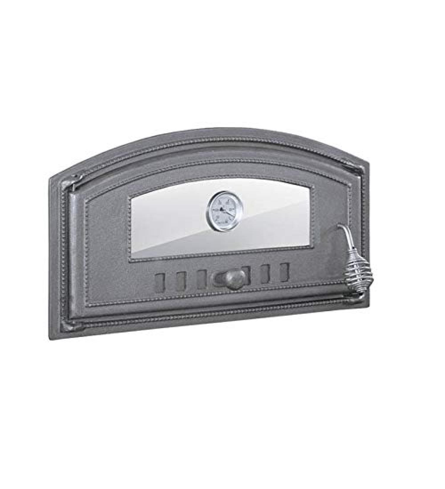 Premium BBQ Rolling Pizza Oven Door 490x280 | Cast Iron & Glass + Thermometer | Ideal for Bread & BBQ Cooking - Buy Online on GoSupps.com