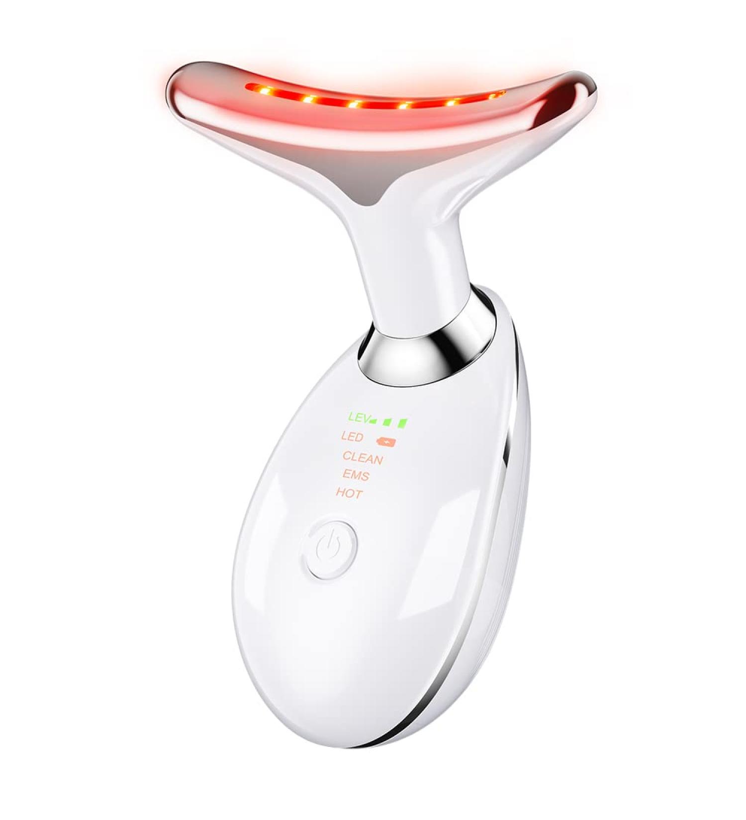 Firming Wrinkle Removal Device | Facial Massager for Neck, Face & Double Chin | LED Heat Modes for Skin Tightening | White - Buy Online on GoSupps.com