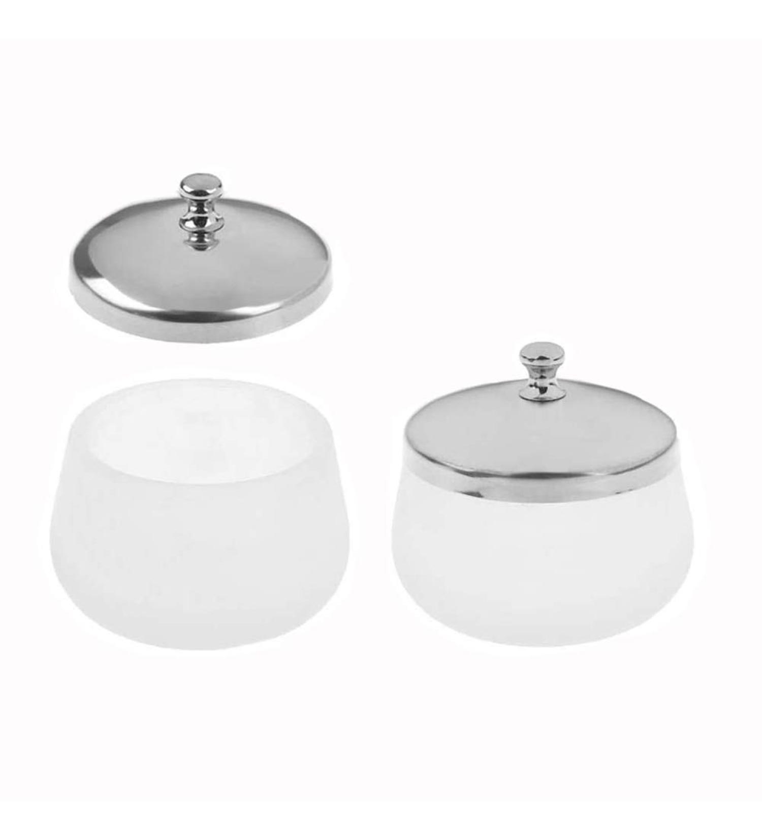 Matte Glass Dappen Dish Set with Stainless Steel Lid - 2 Pieces for Acrylic Powder Nail Art - Buy Online on GoSupps.com