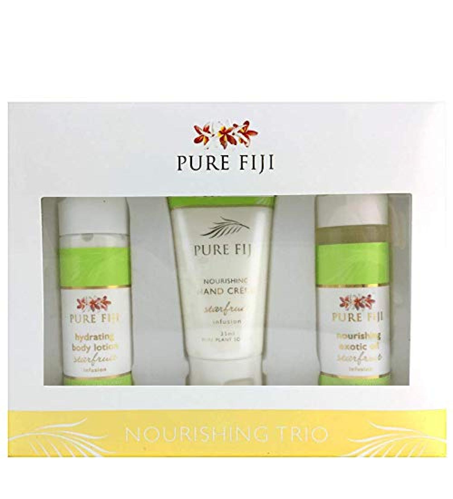 Pure Fiji Nourishing Trio | Ideal Spa Bath Gift Set for Women - Exotic Body Oil Hydrating Lotion & Hand Cream - Travel Kit - Starfruit Scent - Buy Online on GoSupps.com