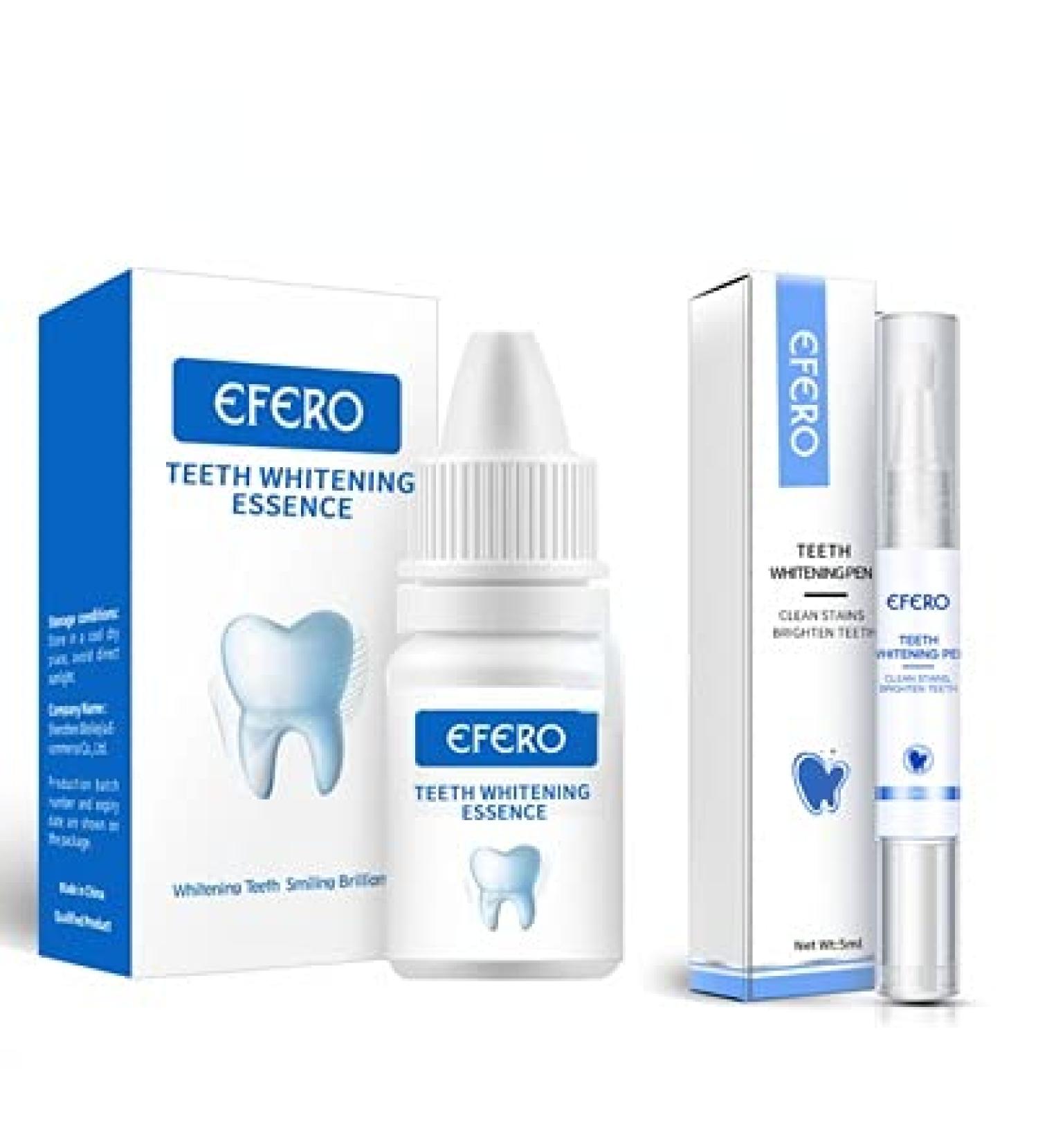 EFERO Teeth Whitening Essence & Pen Set - Removes Stains, Whitens Teeth, Oral Hygiene Serum for Plaque Cleaning - Buy Online on GoSupps.com