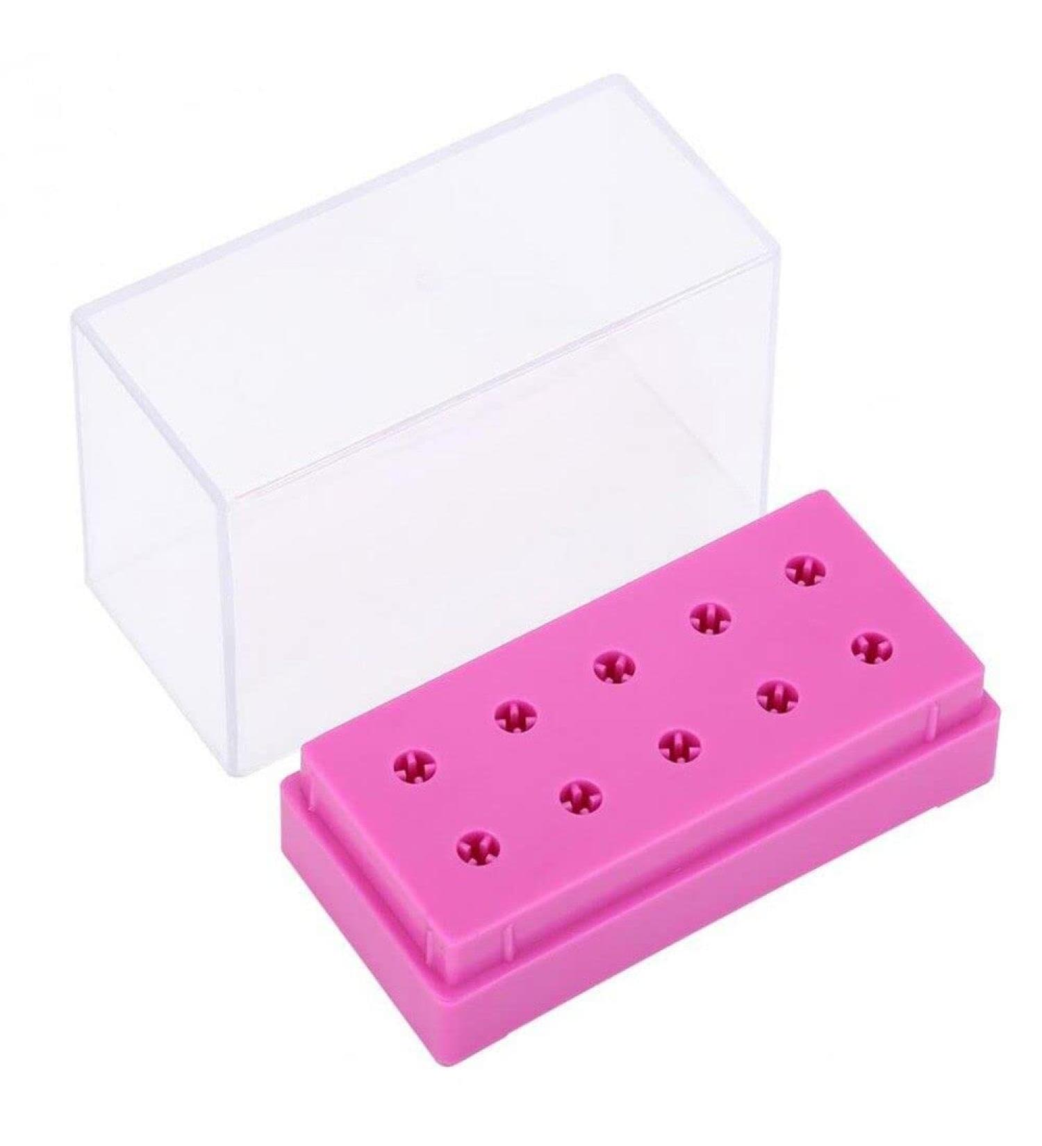 Generic 10 Holes Nail Drill Bits Holder Display Standing With Cover Storage Box Nail Art Equipment Grinding Heads Displayer Manicure Tool Practical and Attractive - Buy Online on GoSupps.com