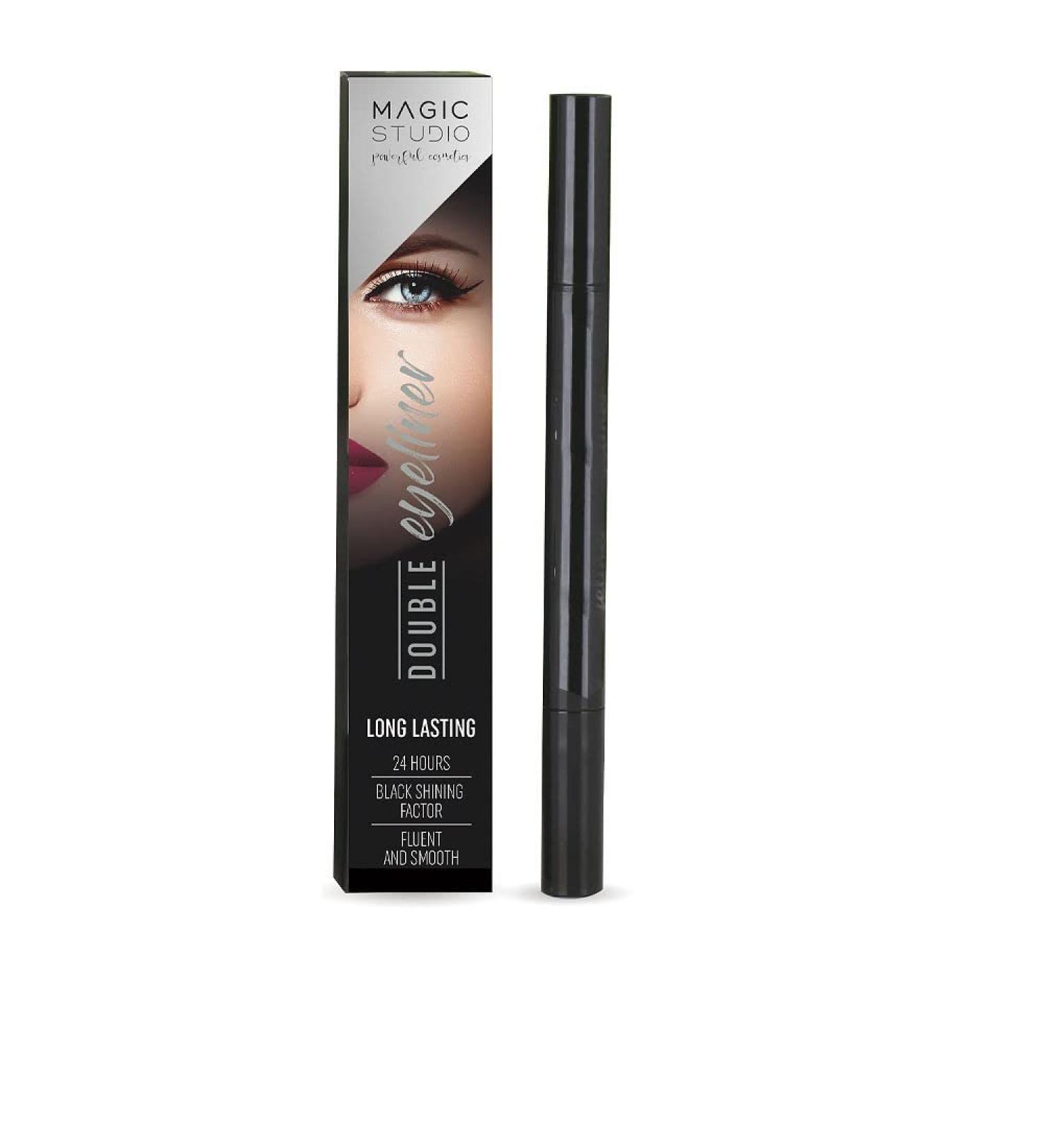 Magic Studio 2-in-1 Double Eyeliner - Comma Stamp and Felt Tip - Black