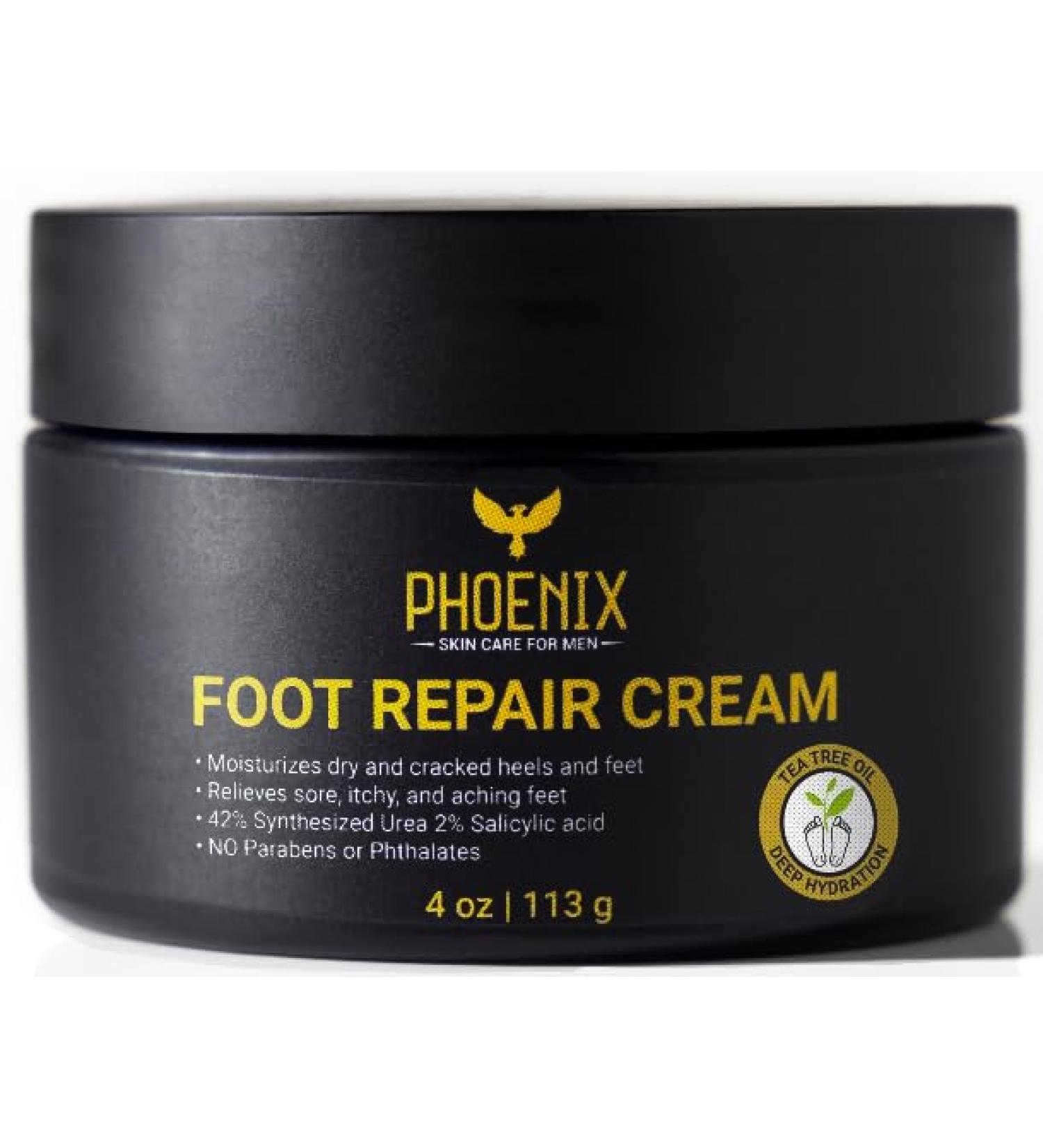 Foot Moisturizer for Dry Cracked Feet | Callus Remover with 42% Urea & Tea Tree Oil | Paraben-Free | Phoenix Skin Care - Men's Foot Cream for Soft Smooth Feet - Buy Online on GoSupps.com